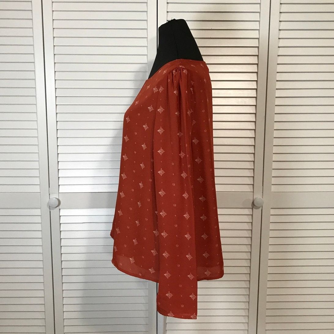 Other Blue Rain Boho Retro Orange Relaxed Lined Blouse M Size M / US 6-8 / IT 42-44 - 2 Thumbnail