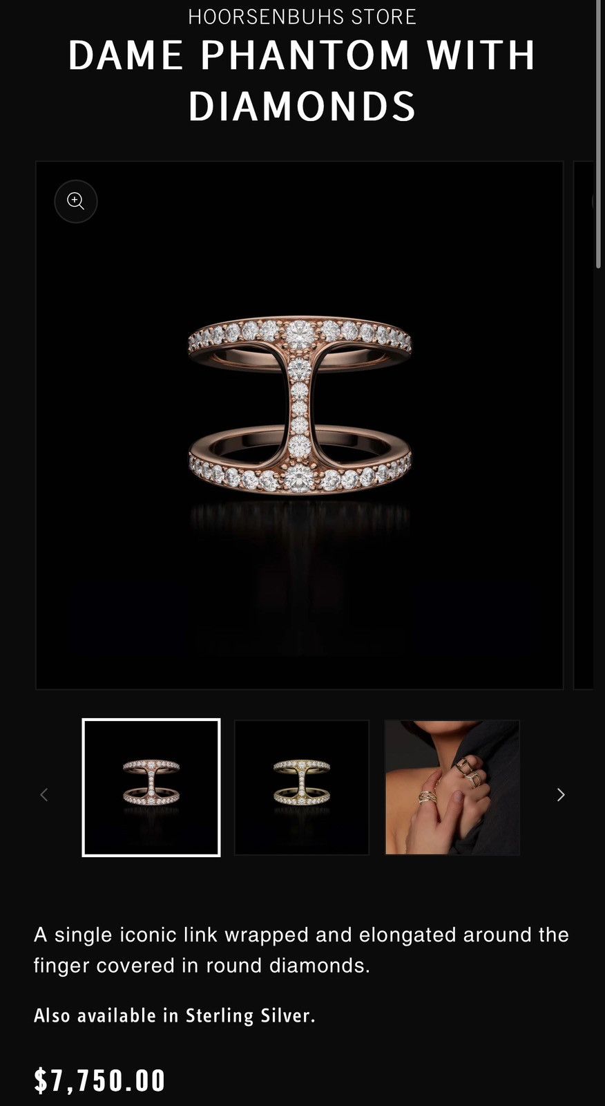 Hoorsenbuhs Hoorsenbuhs Phantom Ring - 18K Rose Gold with Pavé Diamonds Size ONE SIZE - 8 Thumbnail