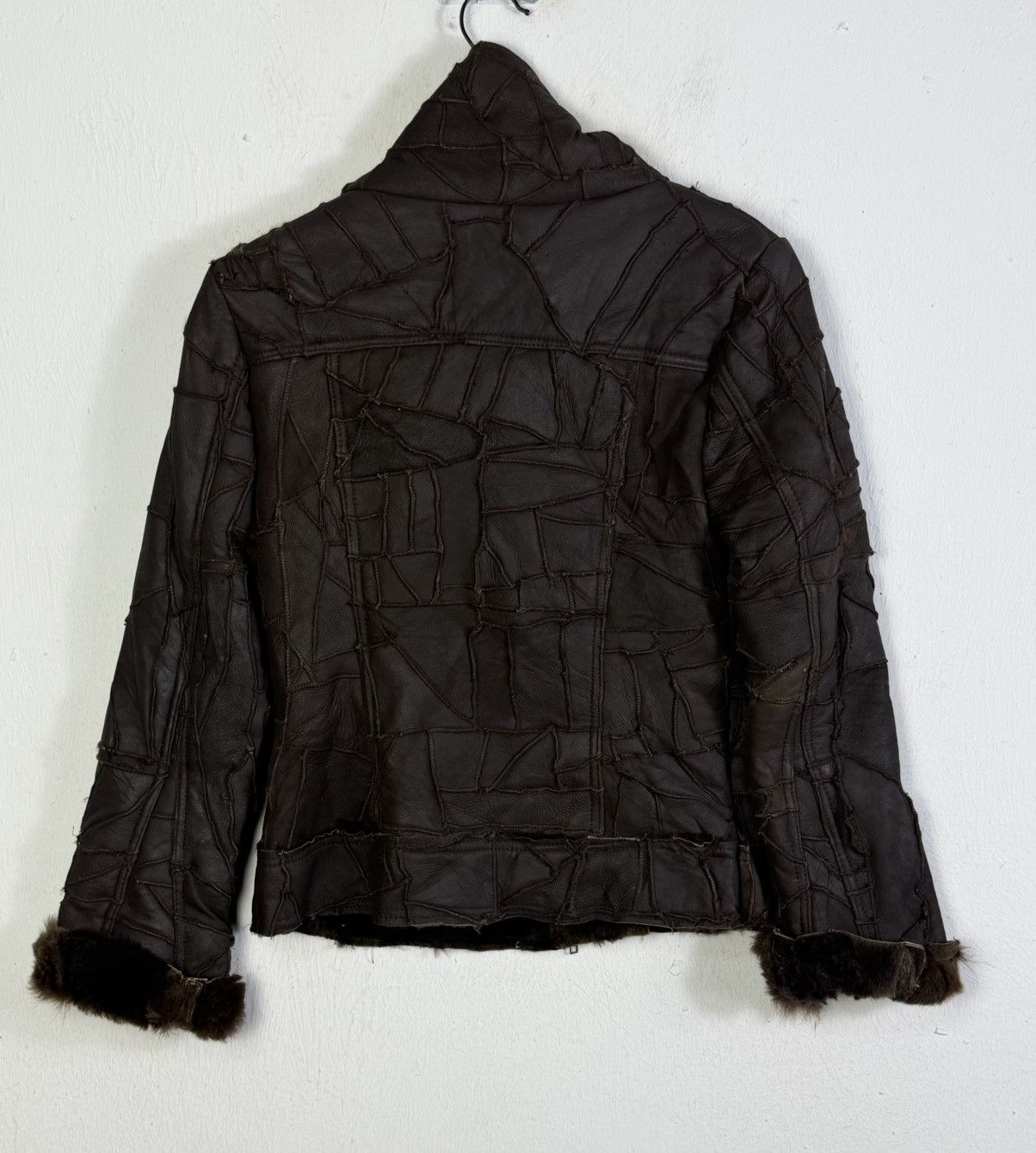 Le Grande Bleu (L.G.B.) Patchwork leather jacket asymmetrical zipper with fur trim Size XS / US 0-2 / IT 36-38 - 4 Thumbnail
