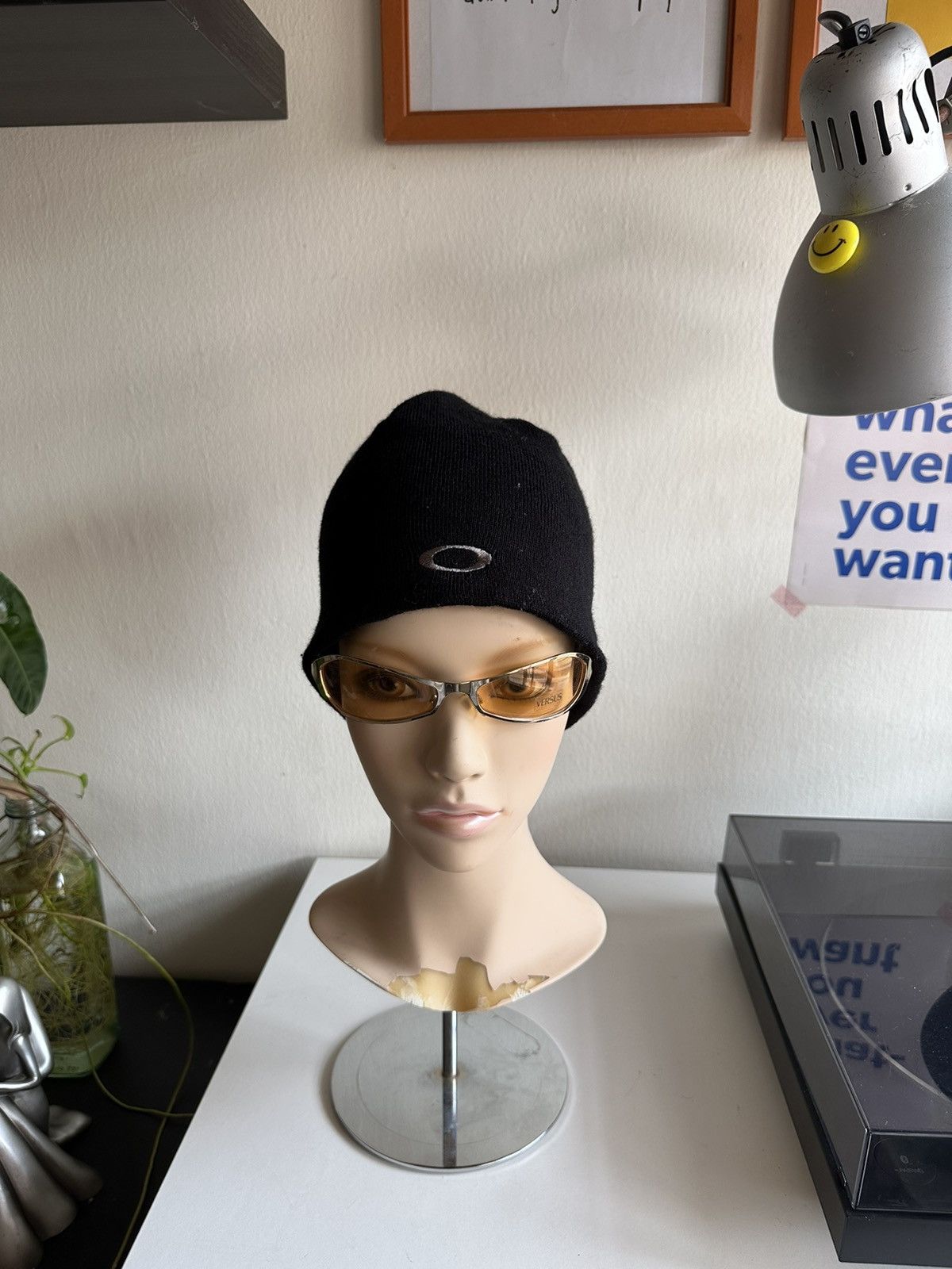 image of 2000S Oakley Logo Beanie + Cap in Black, Men's