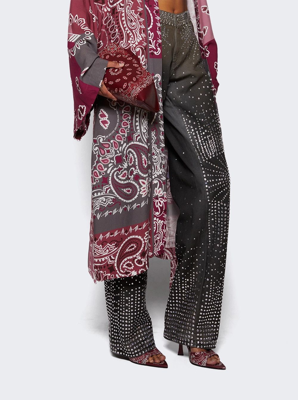 The Attico o1mle0526 Ester Bandana Print Leather Mules in Red Size US 8 / IT 38 - 2 Thumbnail