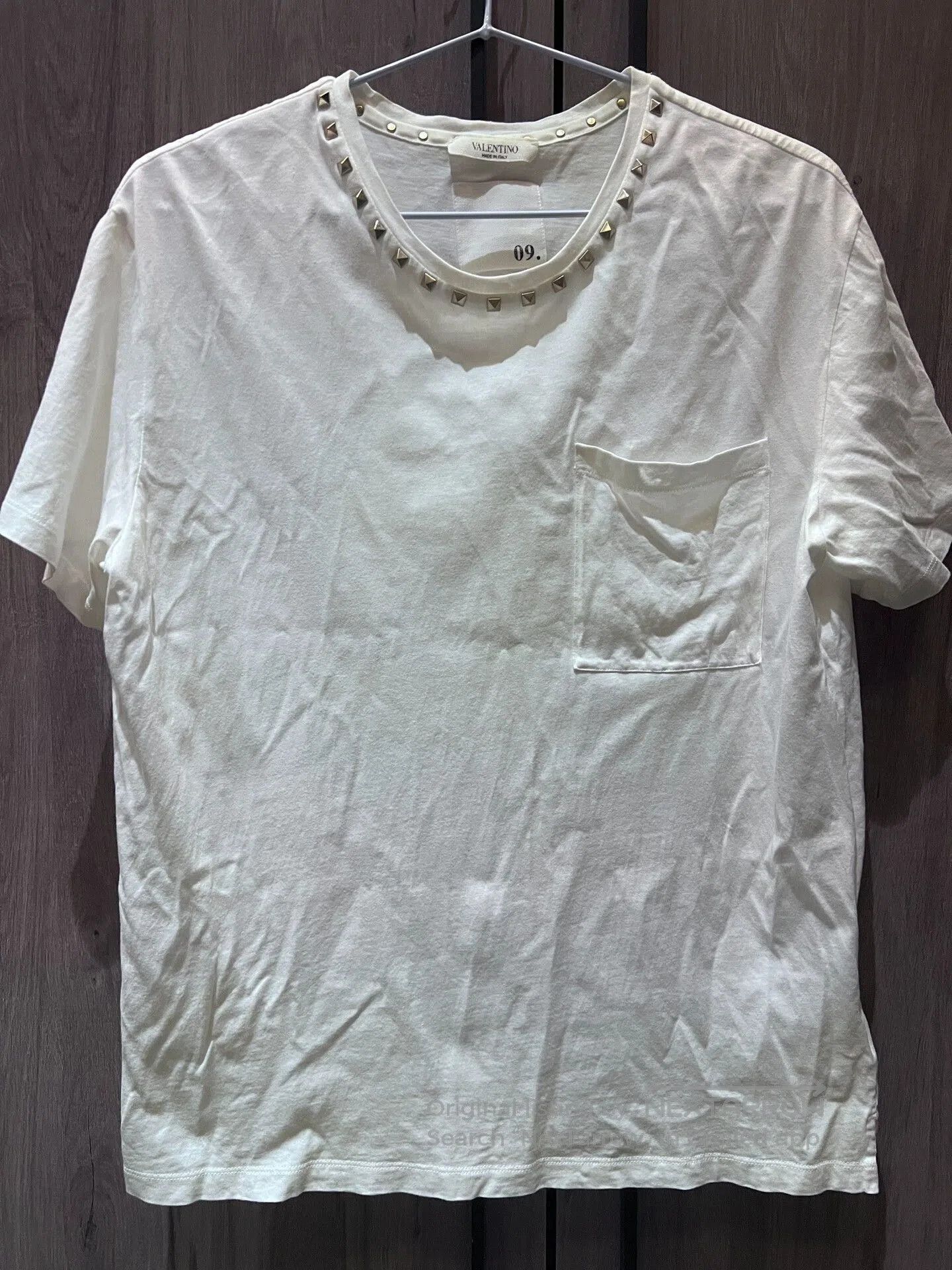 Valentino Men's White Studded T-Shirt.