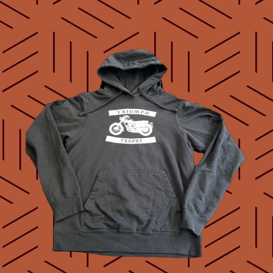 Vintage VINTAGE Triumph Motorcycles Trophy Sweatshirt Hoodie Adult Medium Black Graphic Logo Motorcyclist 90s Racing Mens Hoodie Sweater Size US M / EU 48-50 / 2 - 1 Thumbnail