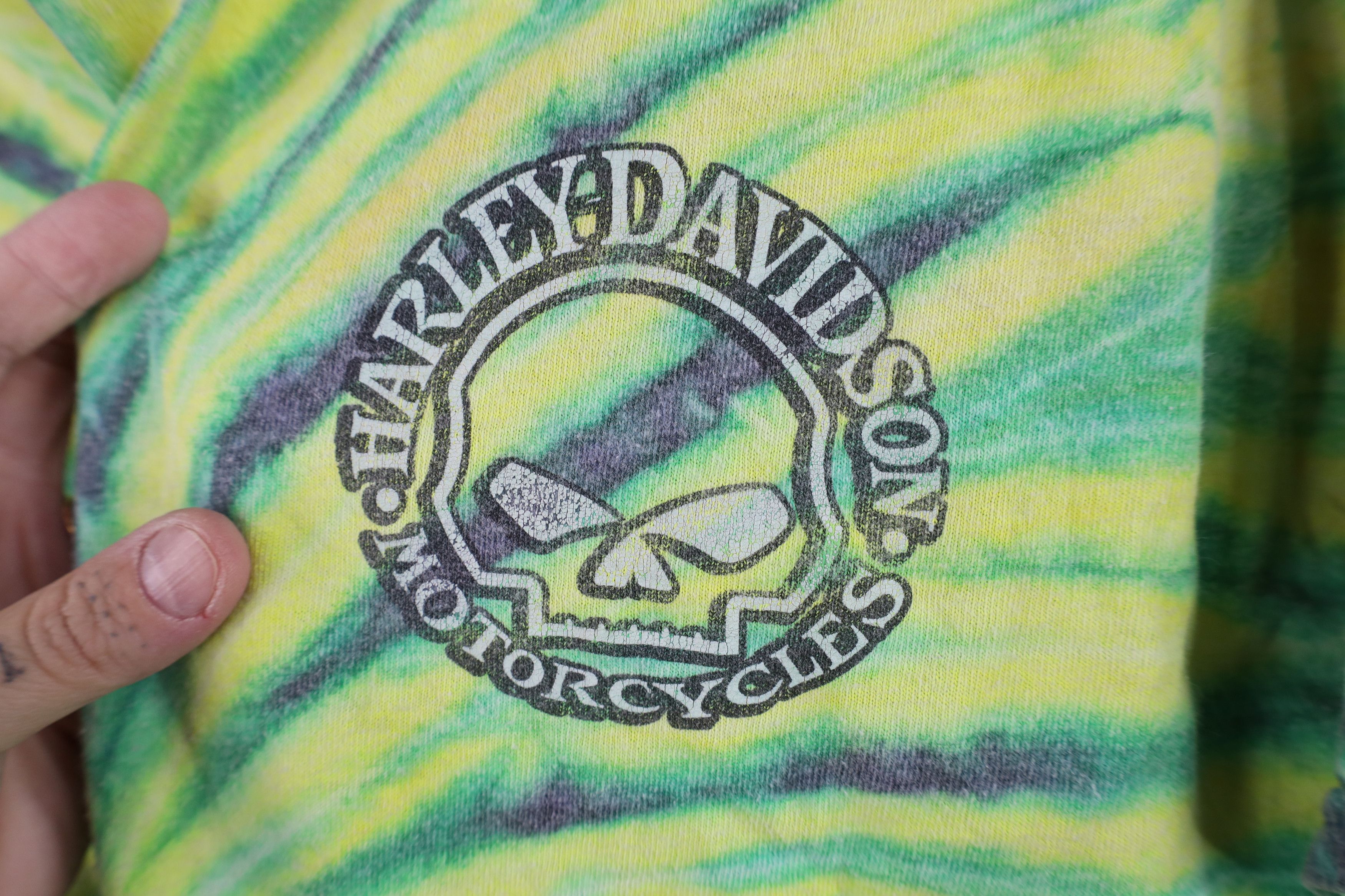 Harley Davidson Vintage Y2K Harley Davidson Spell Out Skull Tie Dye T-Shirt Size US L / EU 52-54 / 3 - 4 Thumbnail