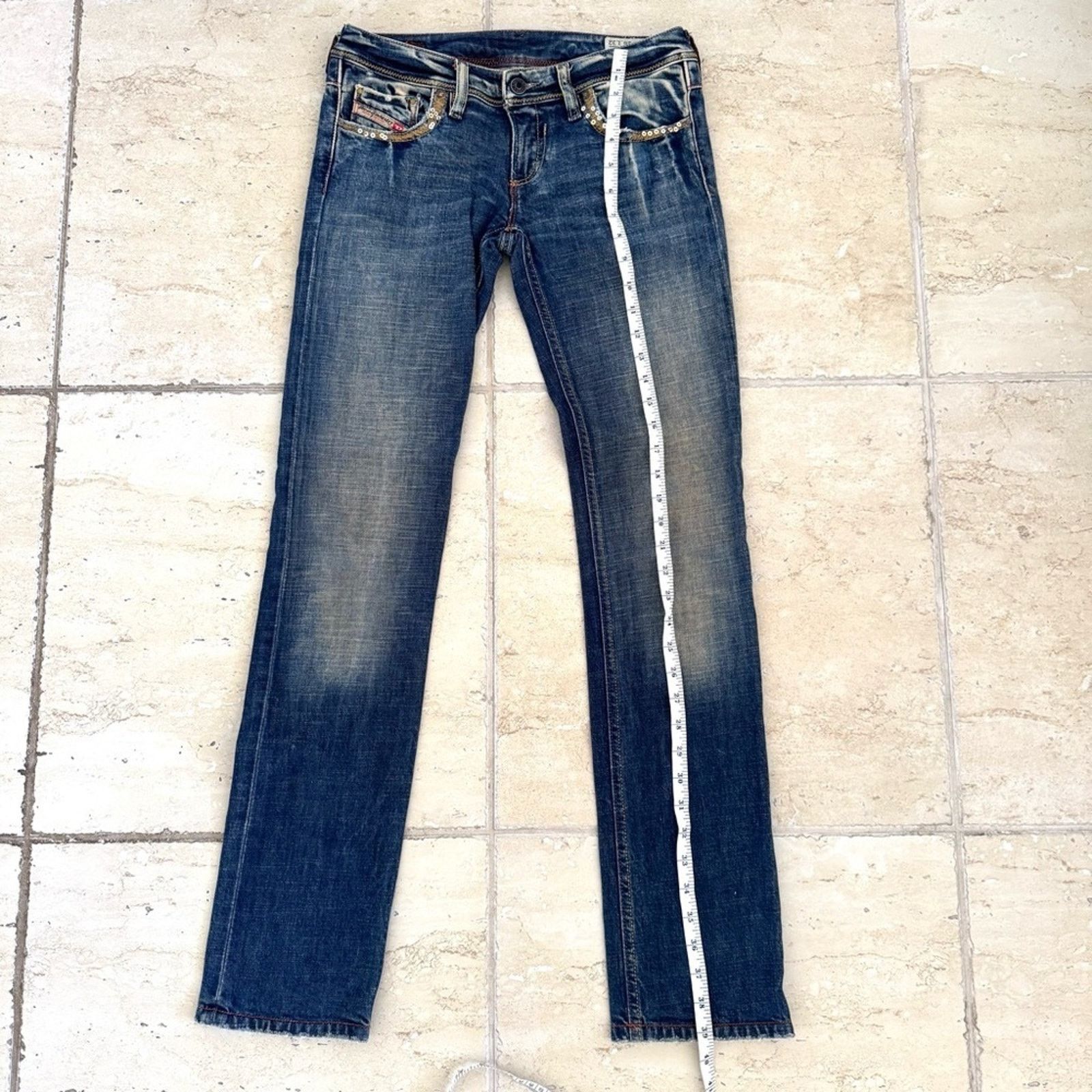 Diesel Diesel Lowky Jeans, Sequined Back Pockets, Size 26/32 Size 26" / US 2 / IT 38 - 11 Thumbnail