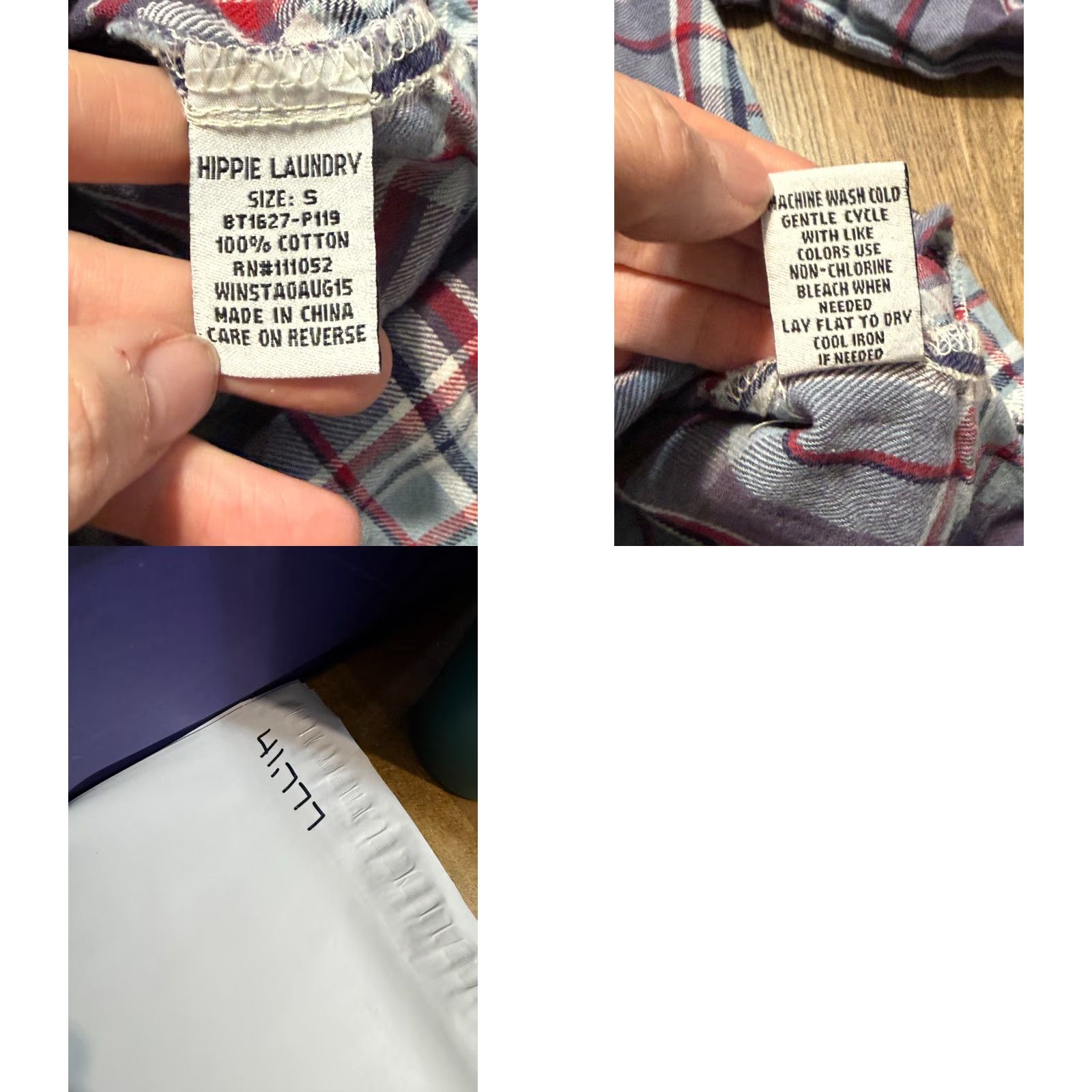 Vintage Hippie Laundry Shirt Women's Small Blue Red Purple White Plaid Button Up Size S / US 4 / IT 40 - 8 Thumbnail