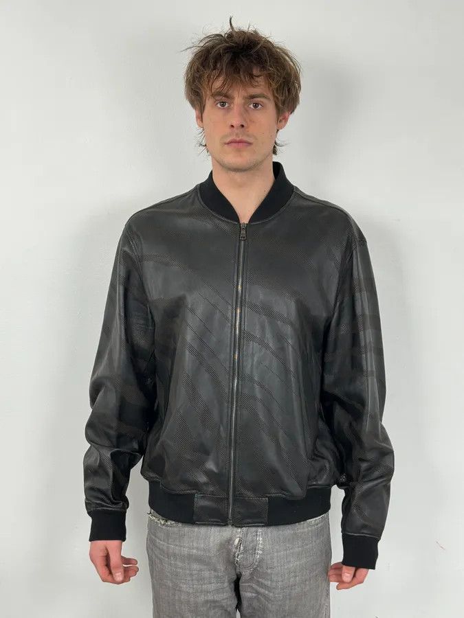 Roberto Cavalli Roberto Cavalli Black Lazer Cut Bomber Leather Jacket Size US XL / EU 56 / 4 - 2 Thumbnail