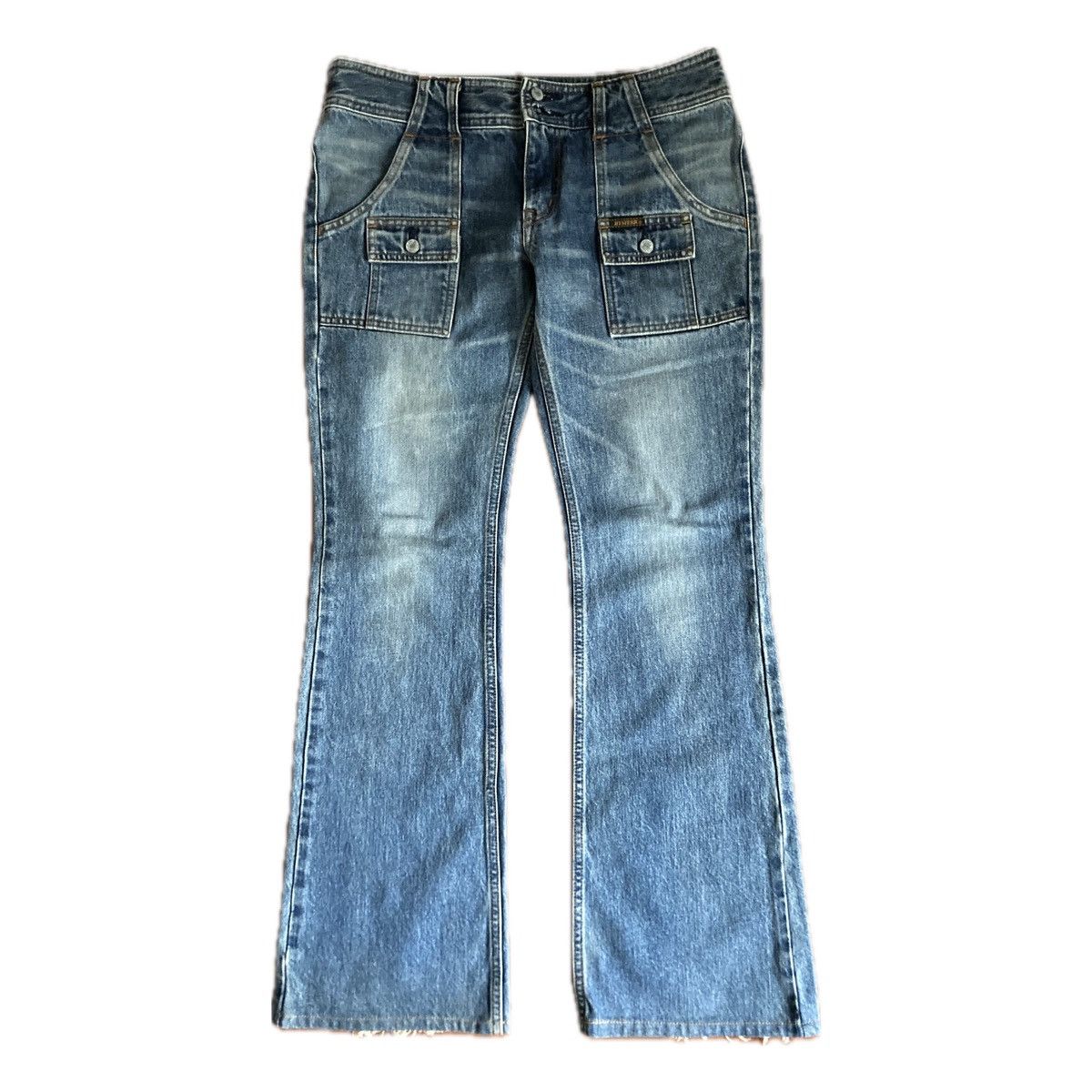 image of Hysteric Glamour Cargo Pocket Bootcut Jeans in Blue, Men's (Size 30)