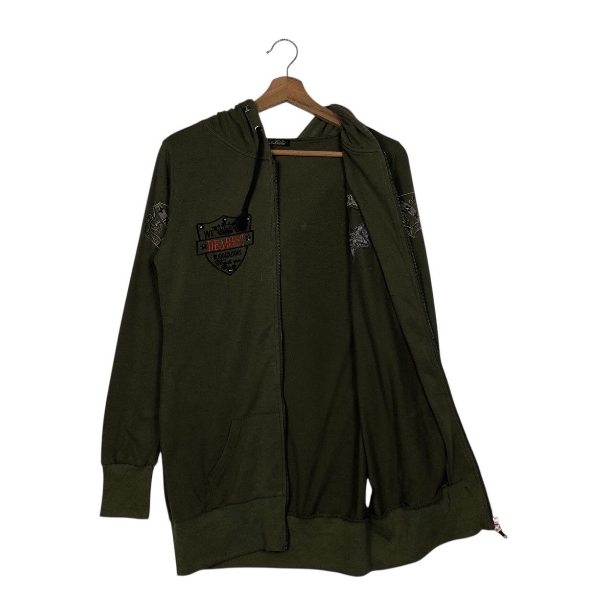Japanese Brand Culture Wide Olive Punk Stud Hooded Sweatshirt Size US M / EU 48-50 / 2 - 13 Thumbnail