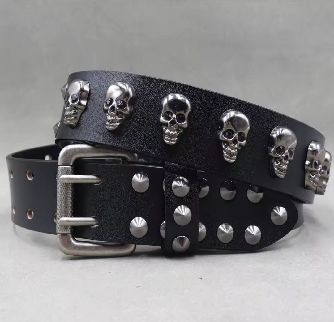 Japanese Brand Rivet Skull Studded Belt Gothic Street Wear 34-38 Size 38 - 4 Thumbnail
