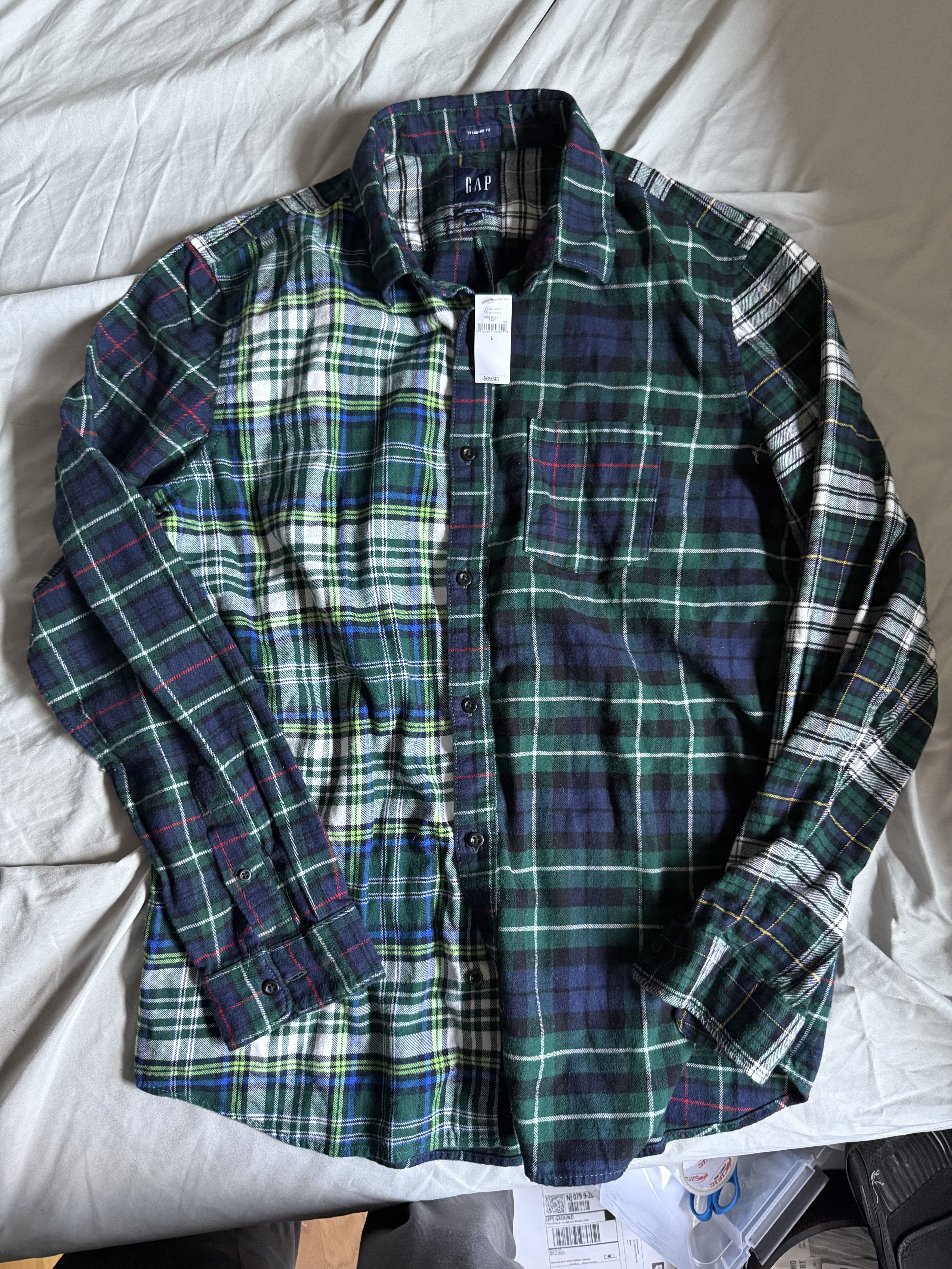 Gap Gap 100% Organic Cotton Mixed Plaid Flannel Shirt Large $78 Size US L / EU 52-54 / 3 - 2 Thumbnail