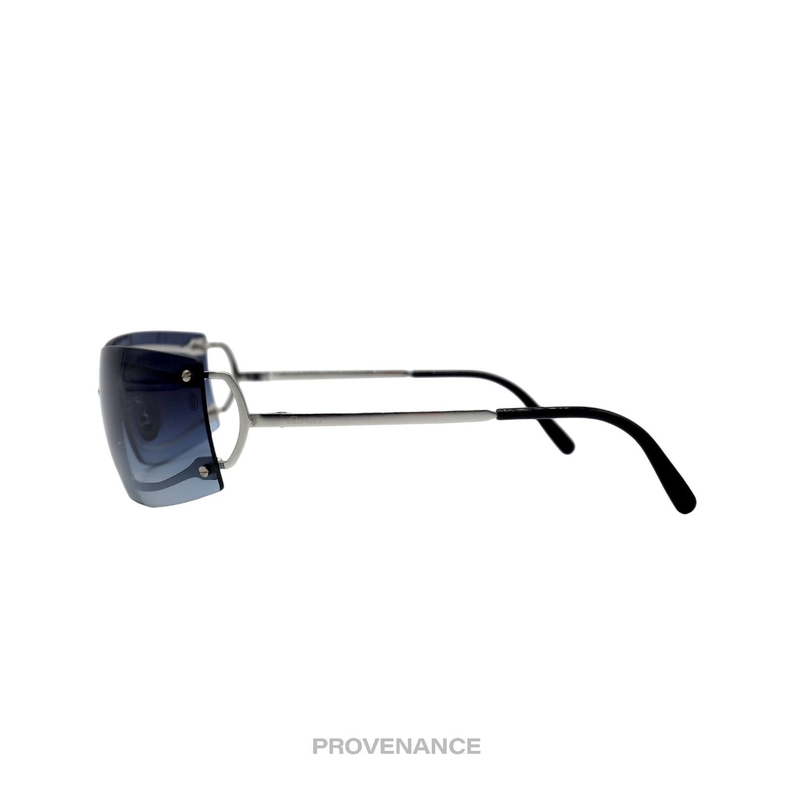 Cartier 🔴 Cartier C Decor Shield Sunglasses - Platinum Blue Size ONE SIZE - 4 Thumbnail