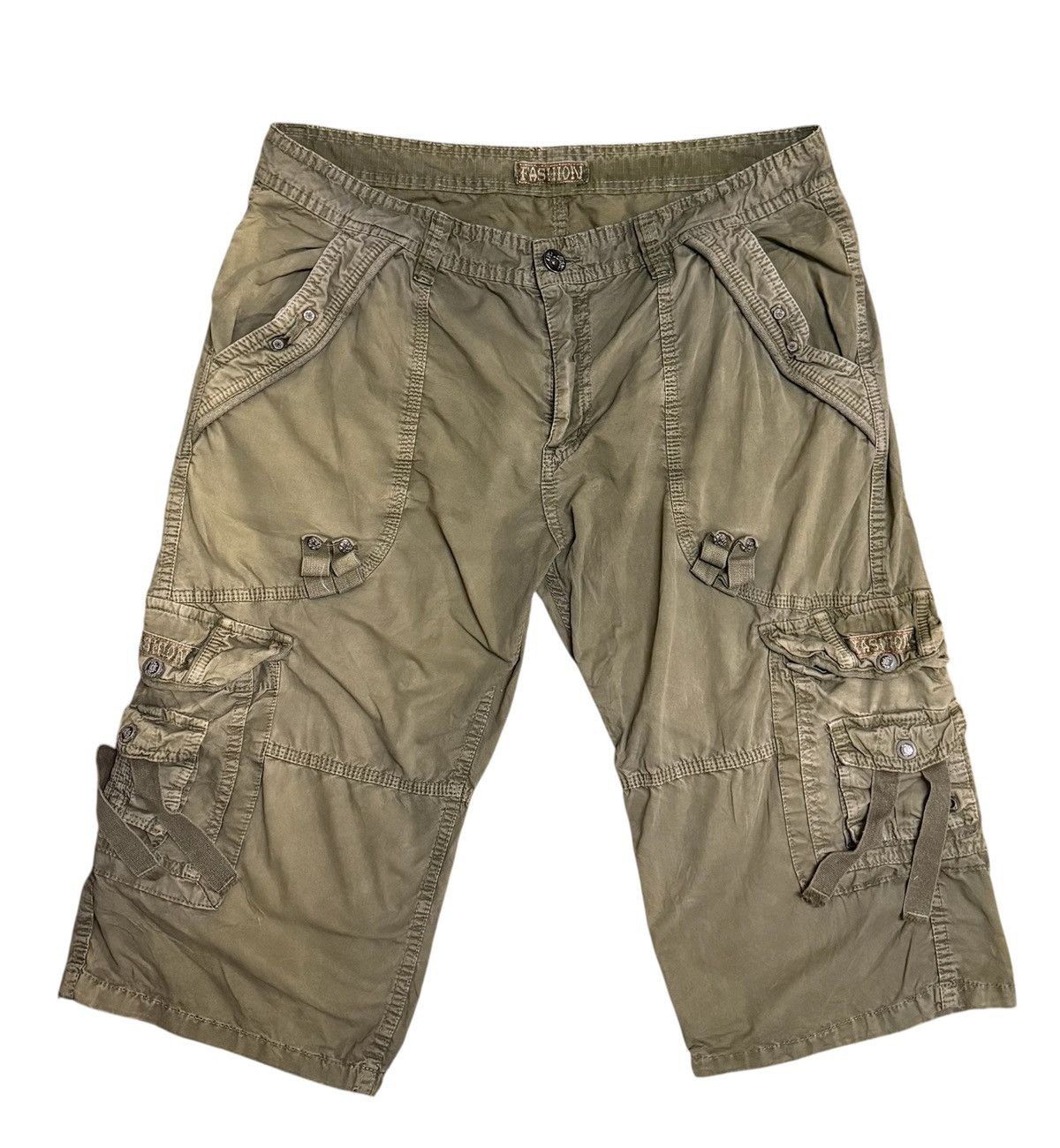 Japanese Brand Fashion Possibly by F.U.S.A.I Cargo Shorts Green Size US 33 - 1 Thumbnail