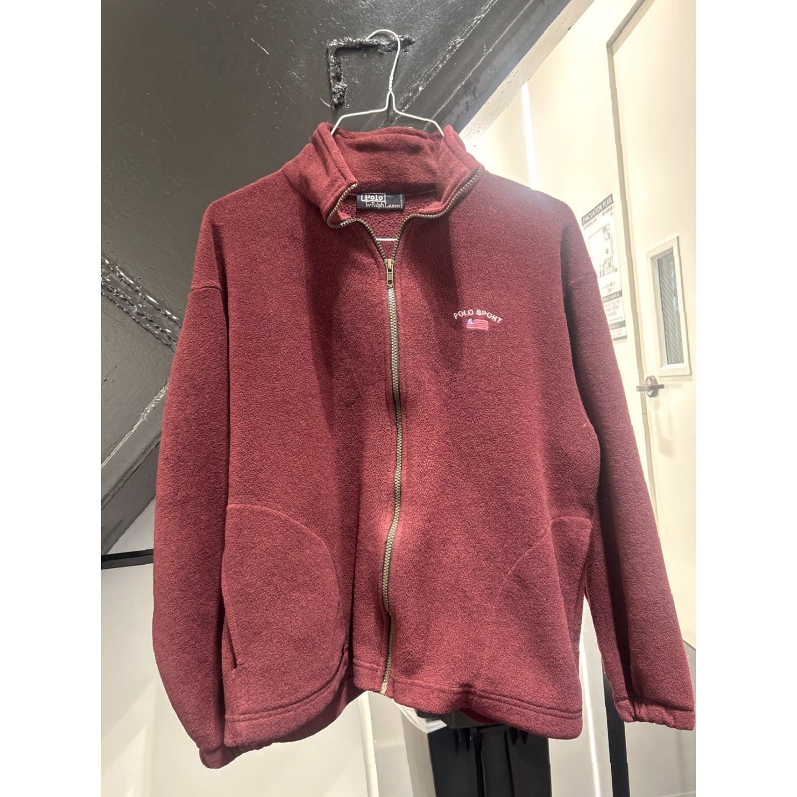Vintage VINTAGE Polo Sport Ralph Lauren Sweatshirt Mens L Burgundy Full Zip Pullover Size US L / EU 52-54 / 3 - 2 Thumbnail