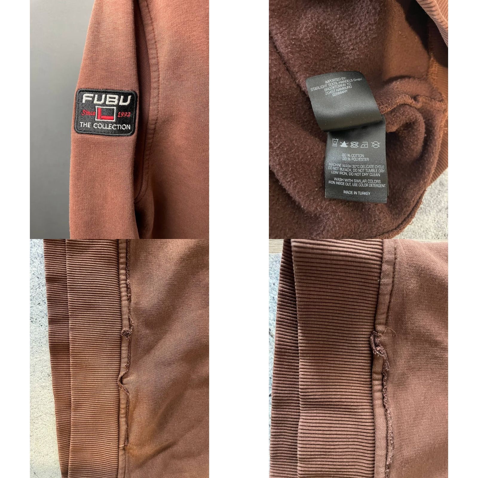 Fubu FUBU Hoodie Mens Brown Cotton Long Sleeve Pullover Drawstring S Size Regular Logo Pockets Size US S / EU 44-46 / 1 - 8 Thumbnail