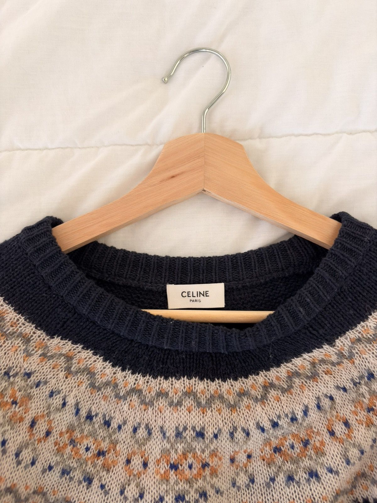 Celine TRIOMPHE FAIR ISLE WOOL SWEATER Size US M / EU 48-50 / 2 - 3 Thumbnail