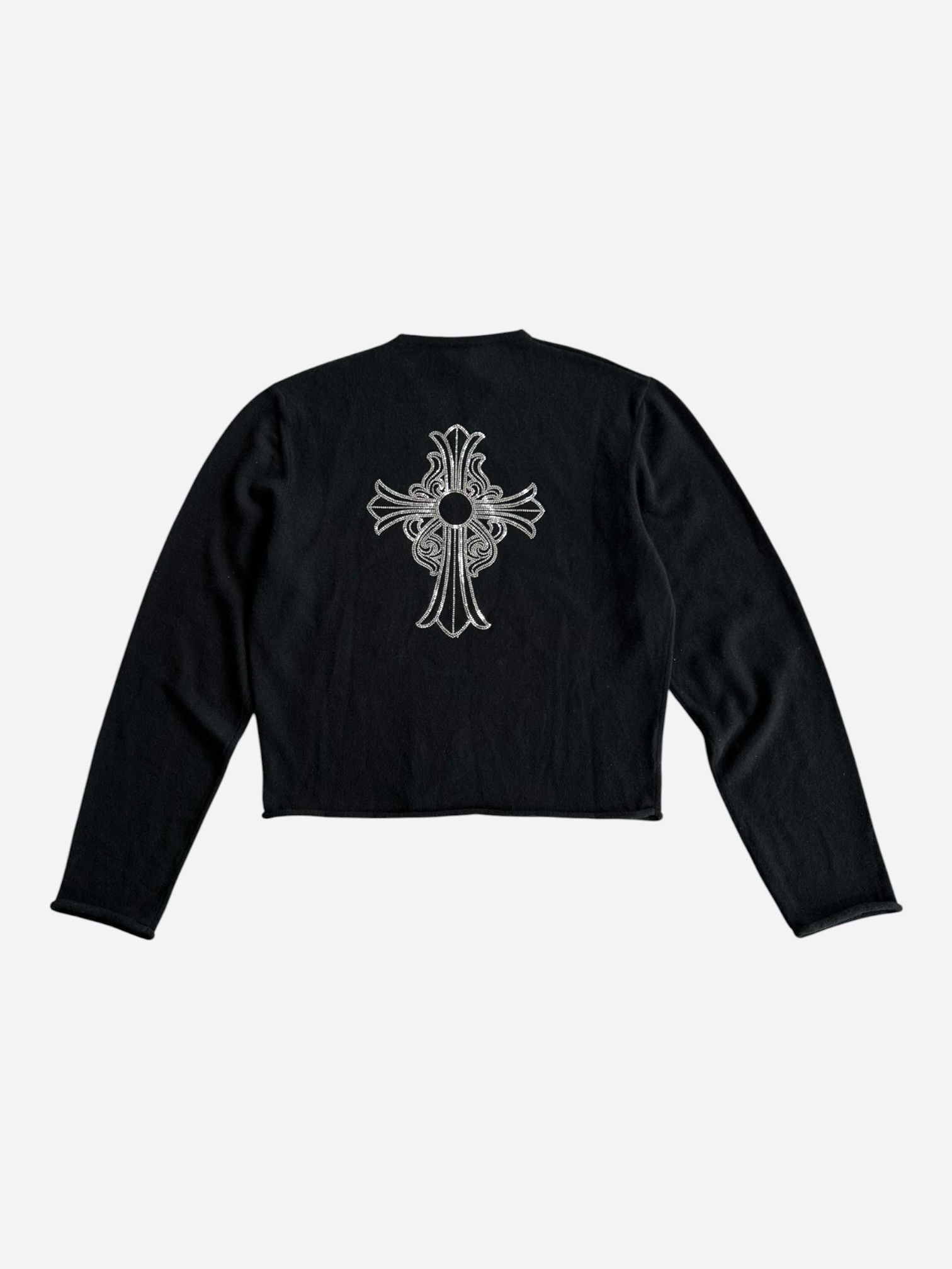Chrome Hearts Black & Rhinestone Cross Women's Cashmere Sweater Size L / US 10 / IT 46 - 1 Thumbnail