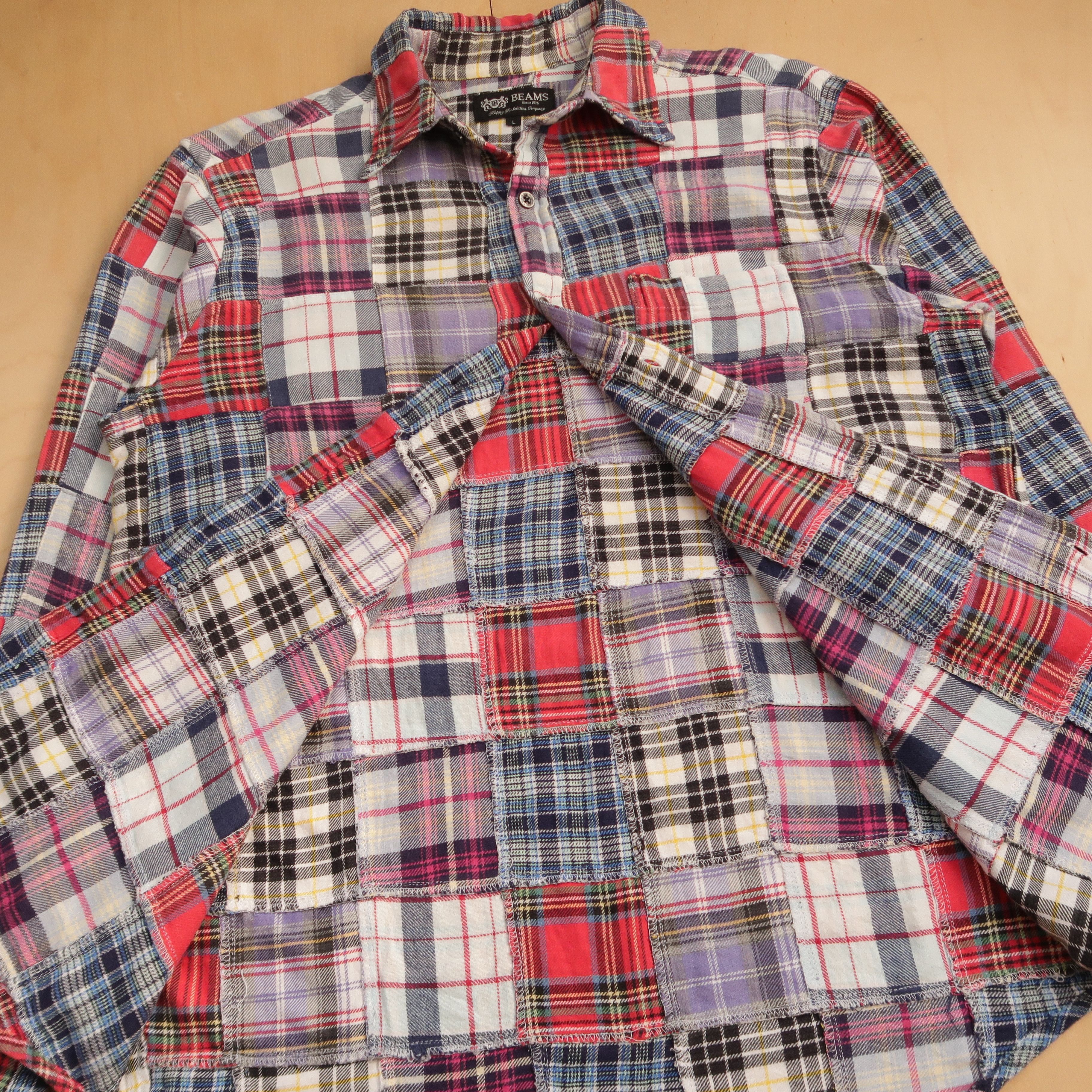 Beams Plus 1990s Beams Kingdom Patchwork Rebuild Shirt Flannel Needles Size US L / EU 52-54 / 3 - 13 Thumbnail