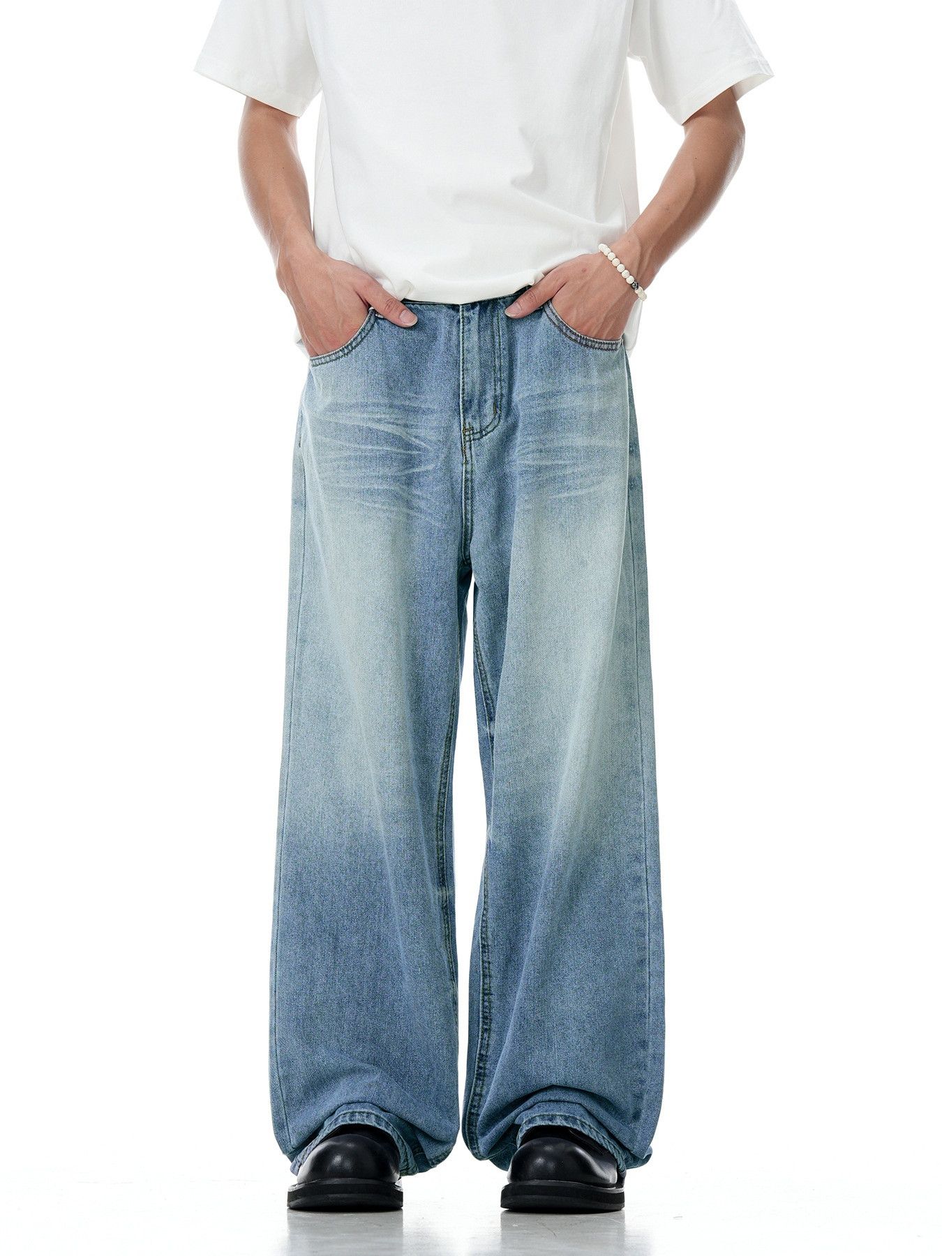 Jean Men's Washed Retro Clean-Fit Casual Jeans Size US 32 / EU 48 - 1 Thumbnail