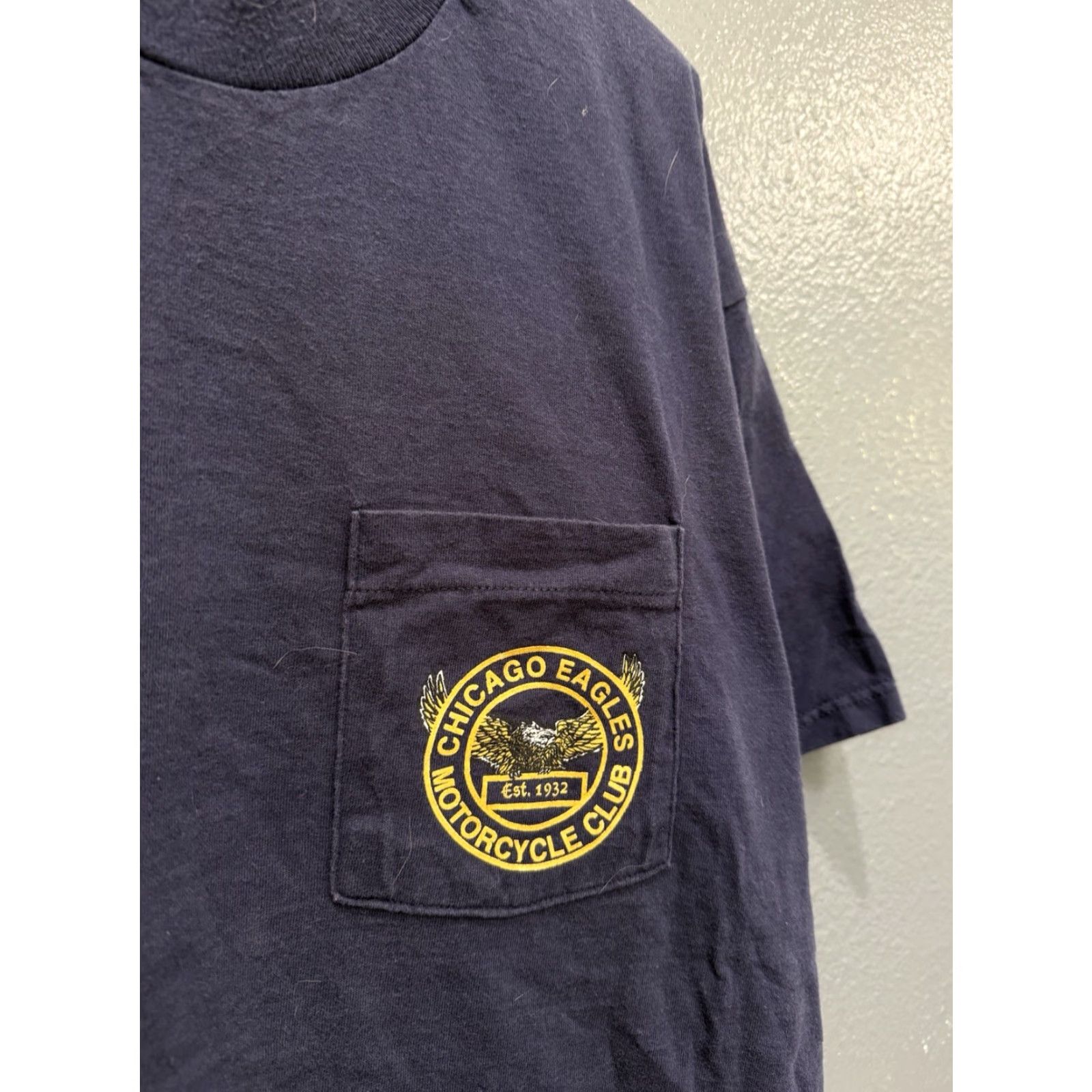 Fruit Of The Loom VINTAGE Chicago Eagle MC Motorcycle Club Blue T-Shirt XL Men 90s Blue Tee Shirt XL Mens 90s Mens Size US XL / EU 56 / 4 - 5 Thumbnail