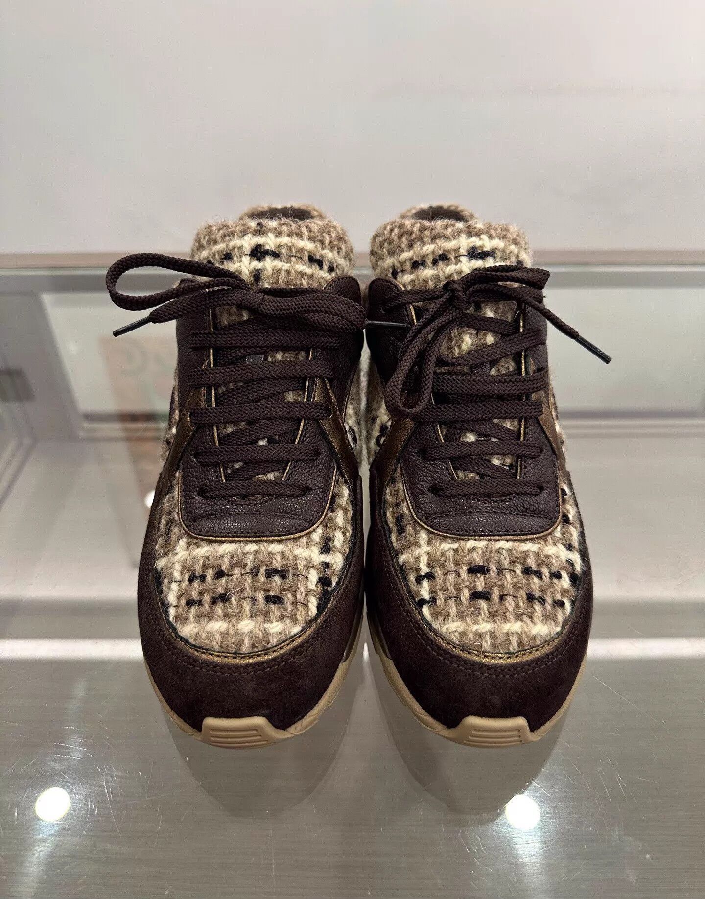 Chanel Chanel Women's Black Suede Tweed CC Sneakers Size US 7 / IT 37 - 3 Thumbnail