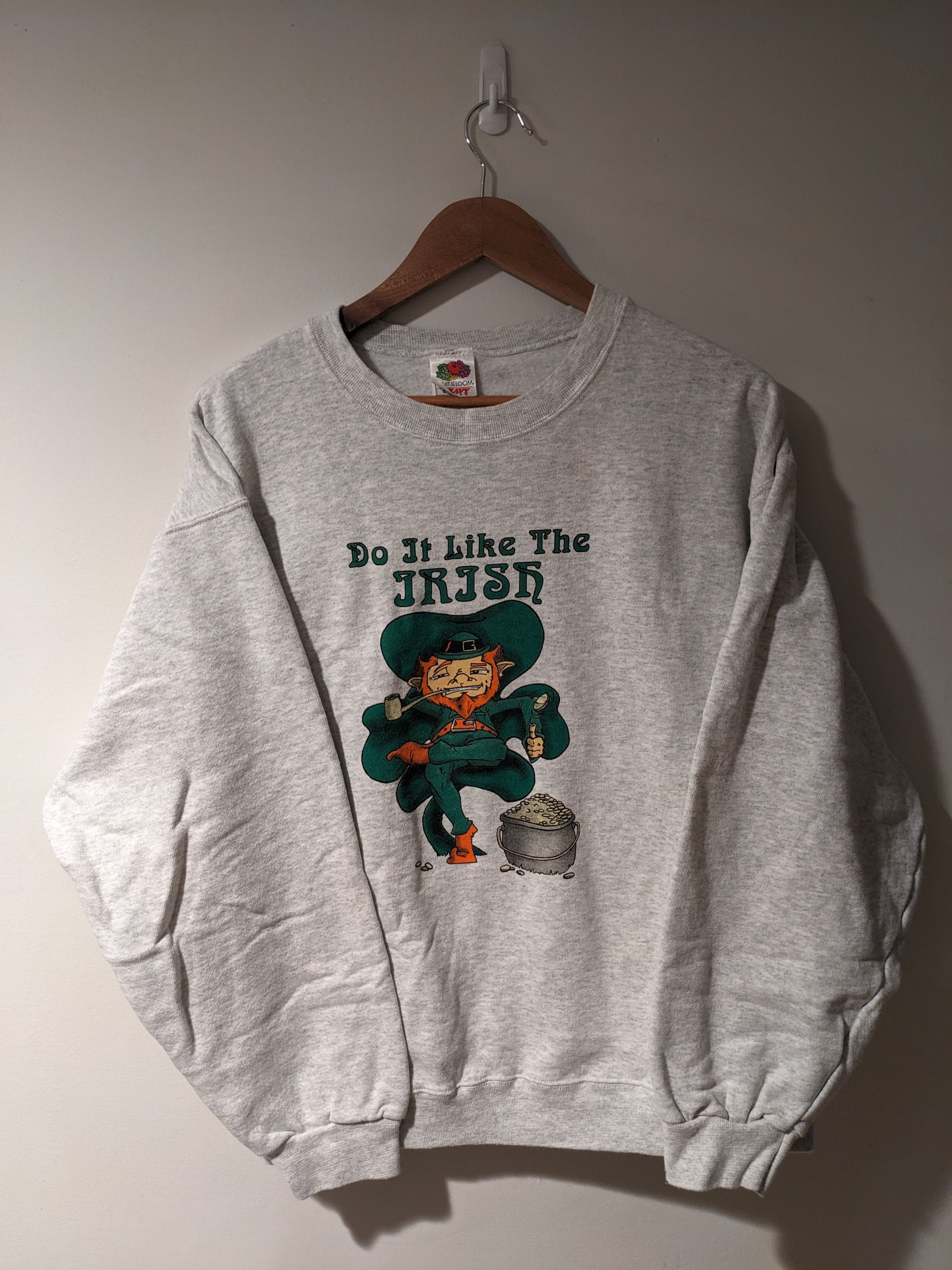 Fruit Of The Loom × Vintage Vintage 90s Do it Like the Irish Clover Large Sweatshirt Size US L / EU 52-54 / 3 - 1 Thumbnail