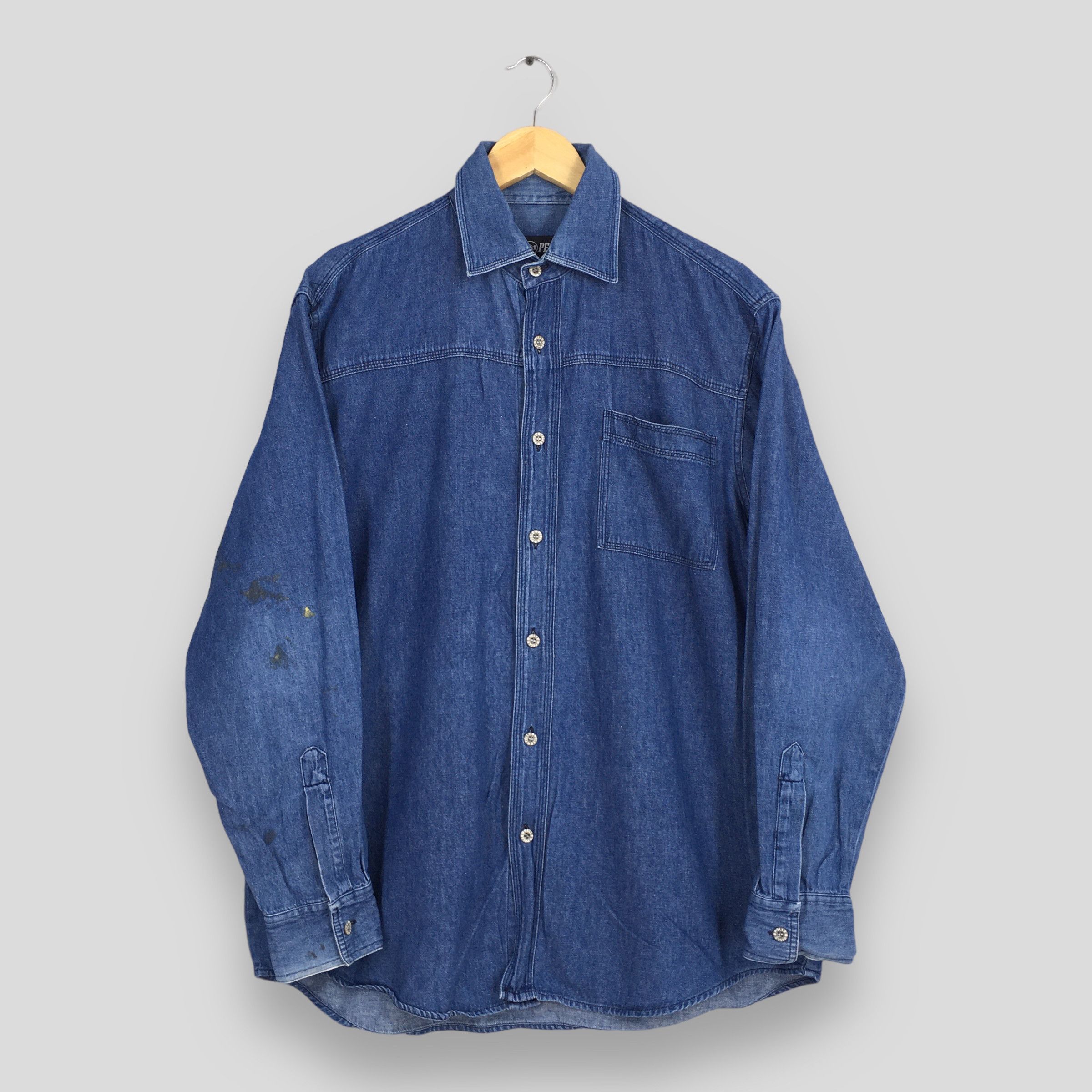 Marc Buchanan Pelle Pelle Totemic Object Art Denim Oxfords Shirt M Size US M / EU 48-50 / 2 - 2 Thumbnail