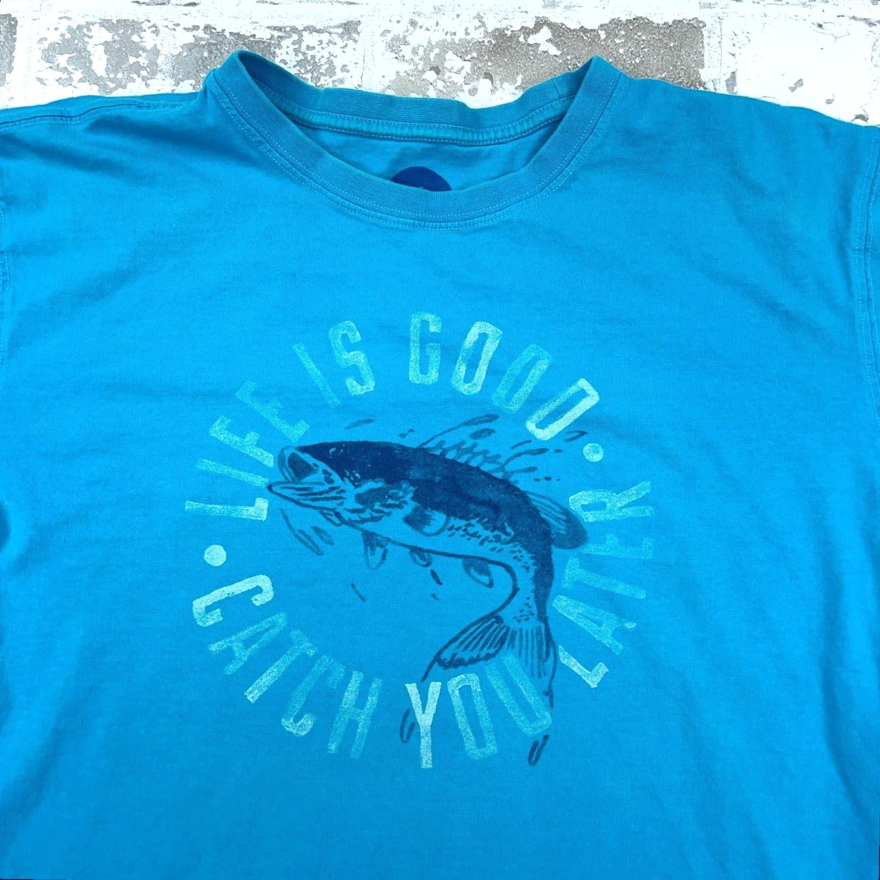 Life is Good Life is Good Shirt Men Large Blue Tee Classic Fit Bass Fishing Outdoor Camp Teal Size US L / EU 52-54 / 3 - 2 Thumbnail