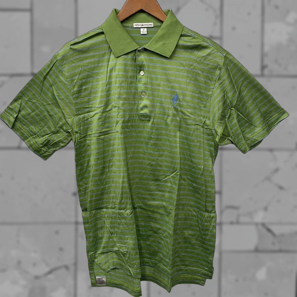 Peter Millar Peter Millar Polo Shirt Striped 100% Cotton Mens Size M Green Size US M / EU 48-50 / 2 - 1 Thumbnail