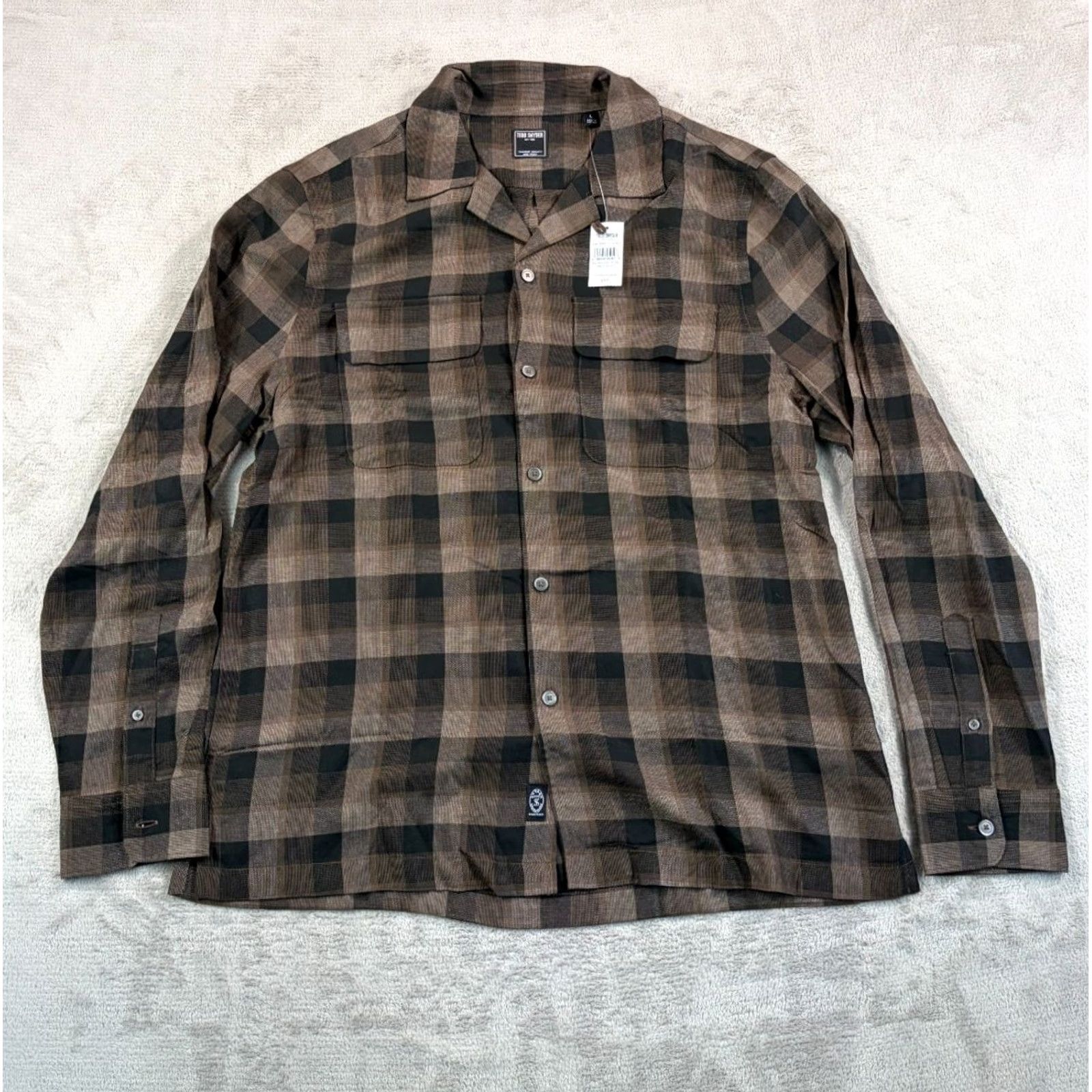 Todd Snyder Todd Snyder Rayon Field Shirt Espresso Bean Mens Large Classic Fit NWT Button-Up Plaid Brown Viscose Size US L / EU 52-54 / 3 - 3 Thumbnail