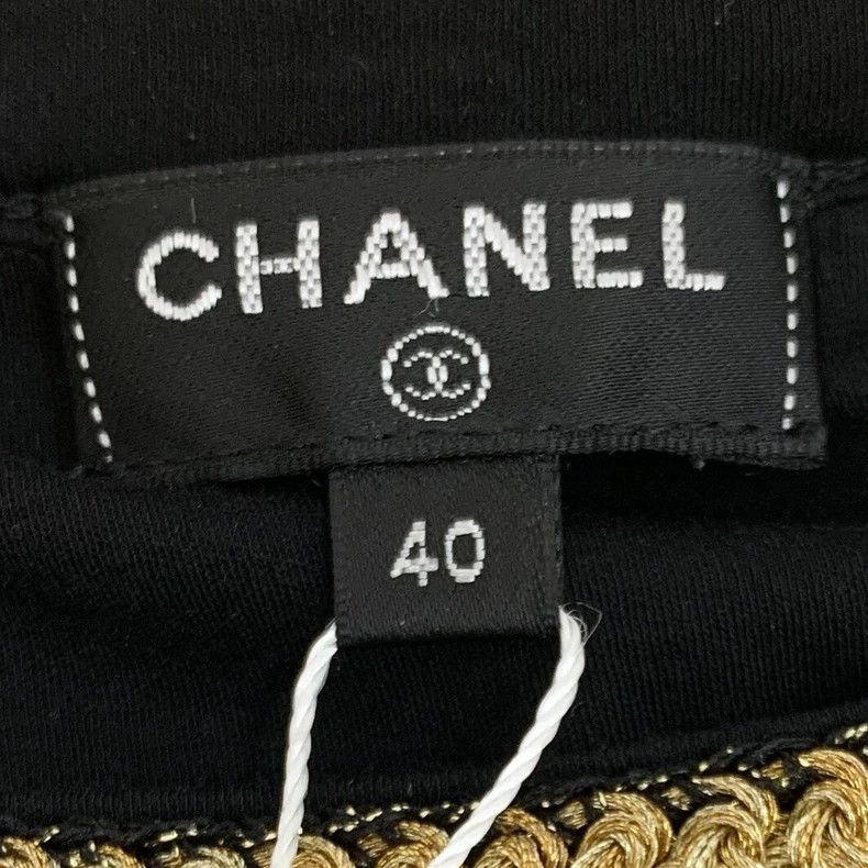 Chanel Chanel Black rolled-edge woven cotton round-neck short-sle Size S / US 4 / IT 40 - 5 Thumbnail