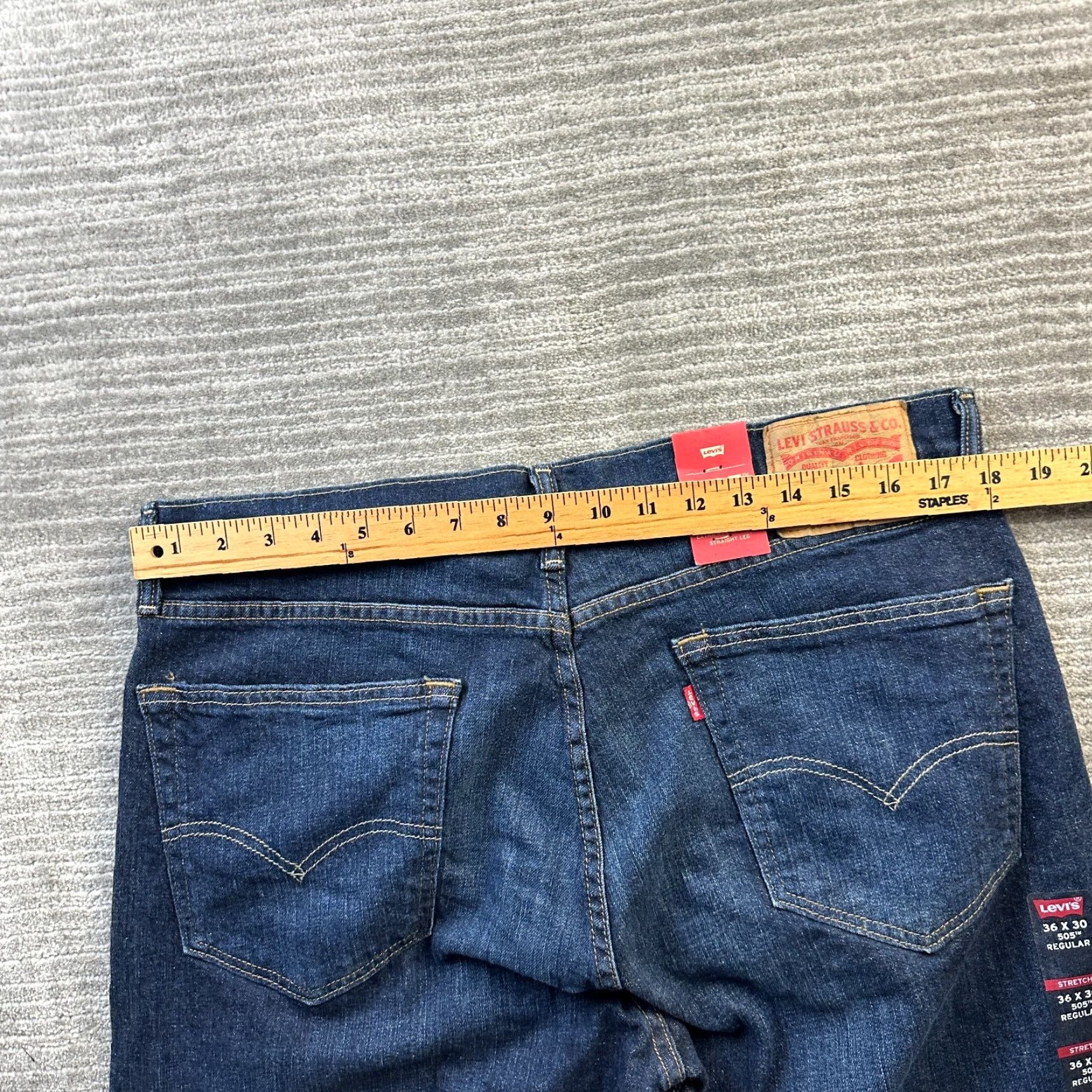 Levi's Levi's 505 Jeans Mens 36x30 Blue Denim Straight Stretch Casual Pants Regular Fit Size US 36 / EU 52 - 6 Thumbnail