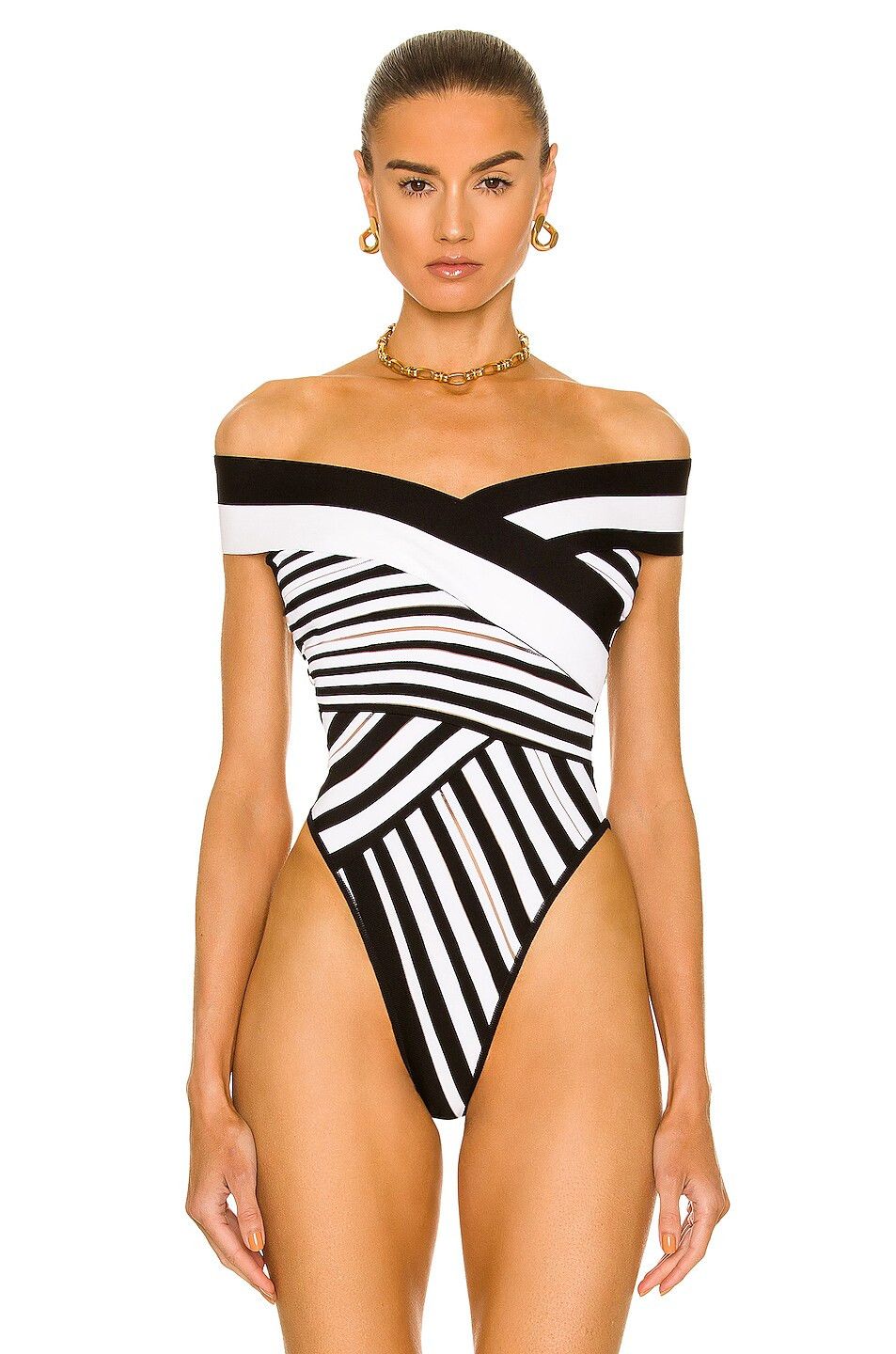Balmain o1y0625 Bodysuit in White/Black Size XS / US 0-2 / IT 36-38 - 2 Thumbnail