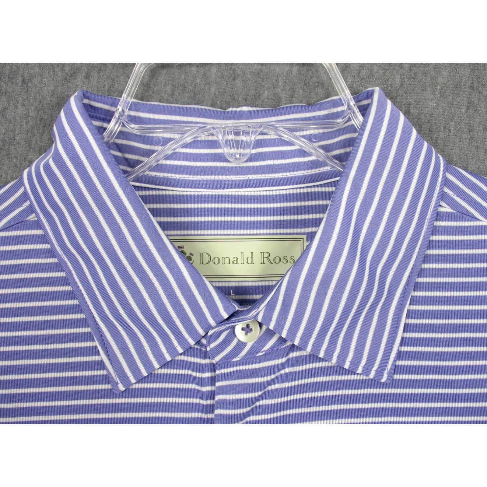 Vintage Donald Ross Polo Shirt Mens Large Purple Stripe Golf Performance DR175SC-113 Size US L / EU 52-54 / 3 - 4 Thumbnail