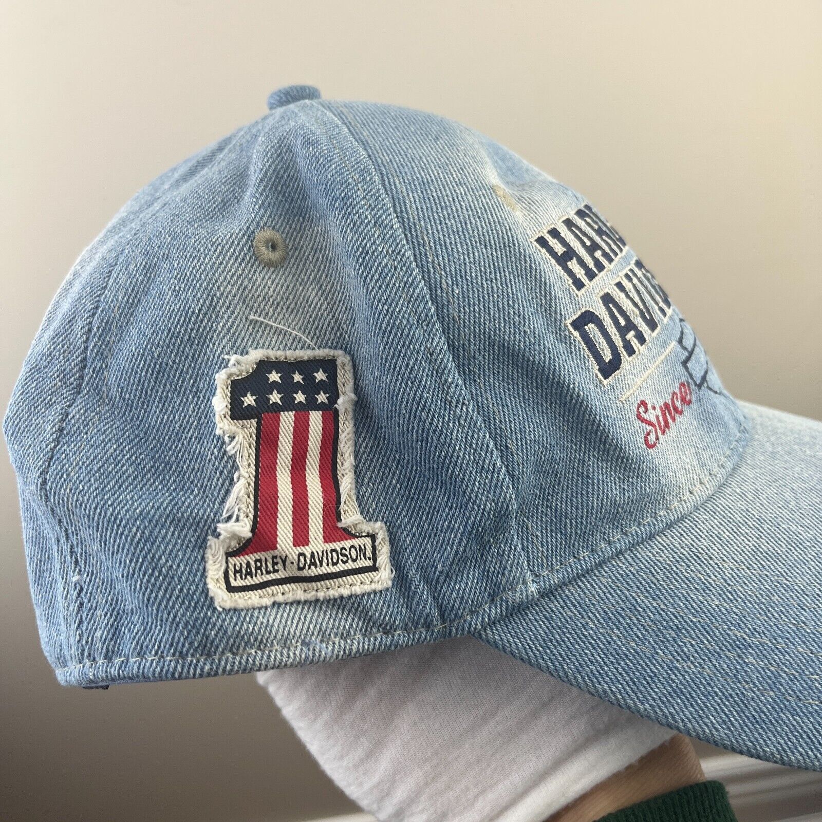 Vintage Vintage Harley Davidson Denim USA Strapback Hat Size ONE SIZE - 3 Thumbnail