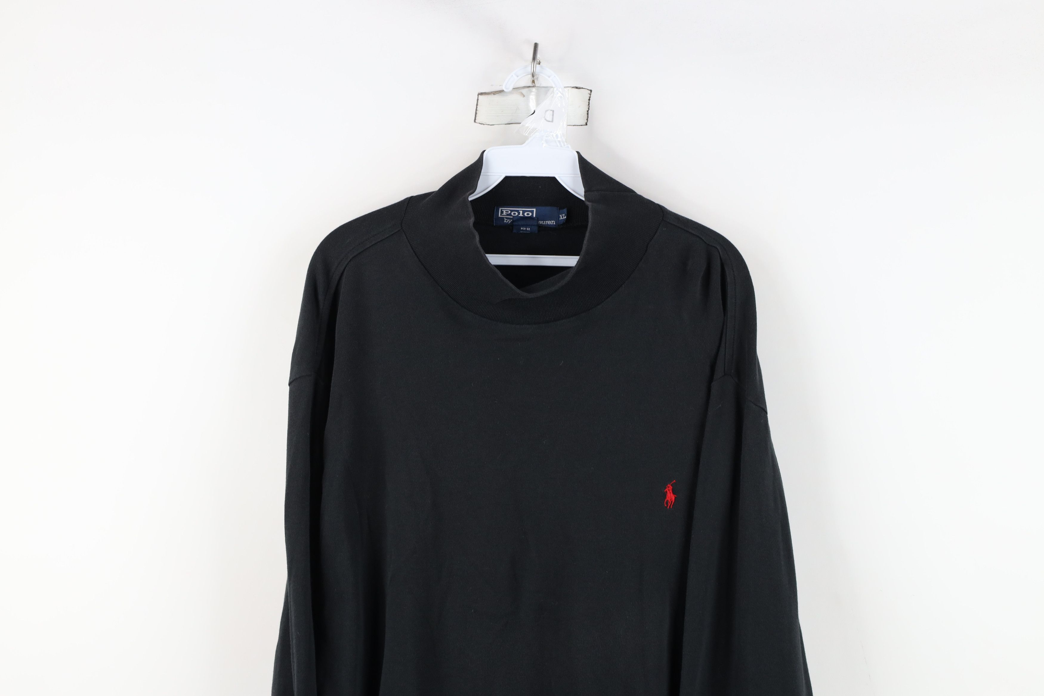 Ralph Lauren × Vintage Vintage 90s Ralph Lauren Knit Mock Neck T-Shirt Black USA Size US XL / EU 56 / 4 - 2 Thumbnail