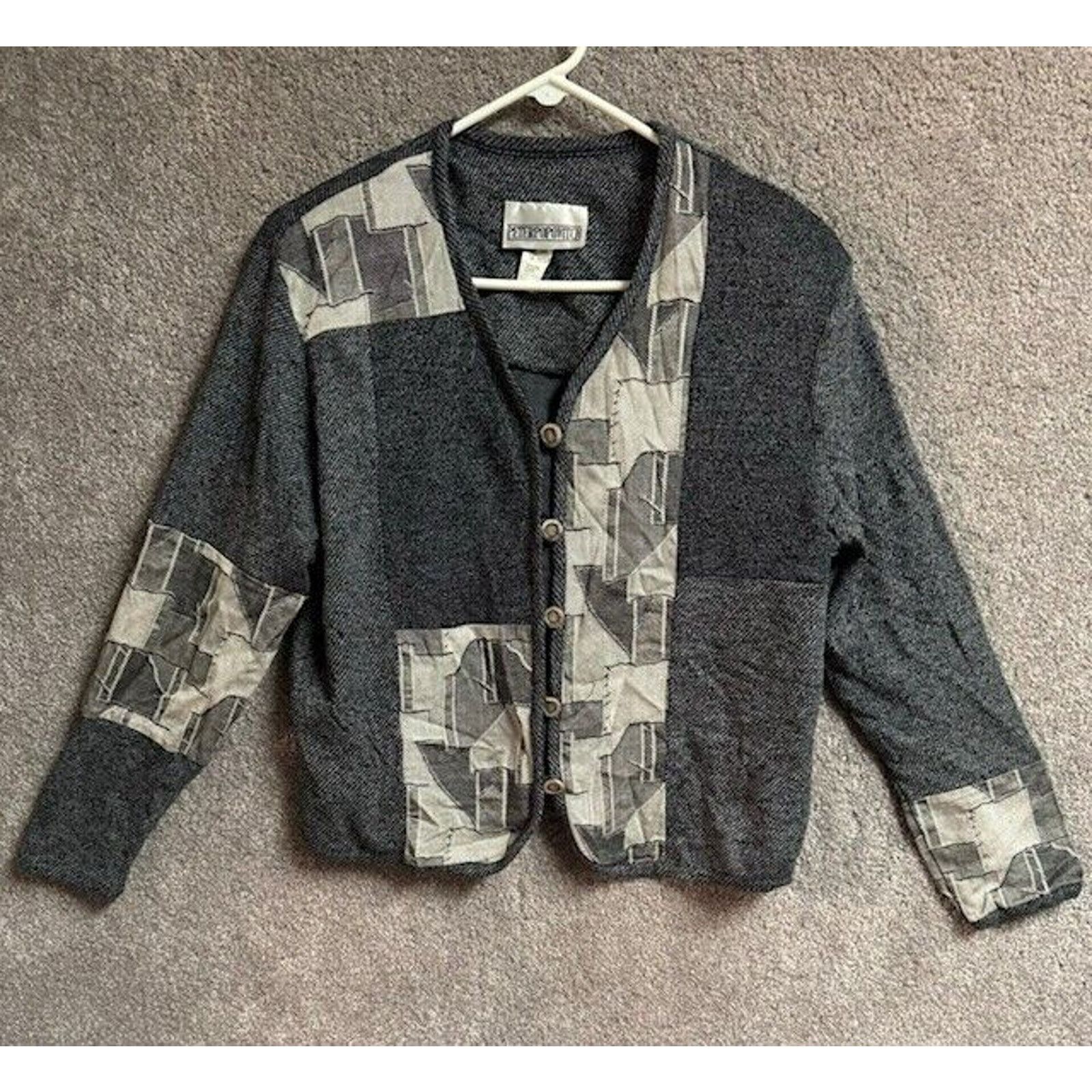 Other Vintage 70s 80s Cardigan Grandpa Sweater LPatchwork Folk Size L / US 10 / IT 46 - 1 Thumbnail