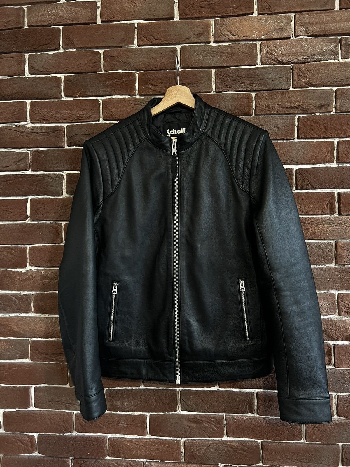 image of Schott High Quality Lamb Leather M Jacket Usa Rock Roll in Black, Men's (Size Medium)