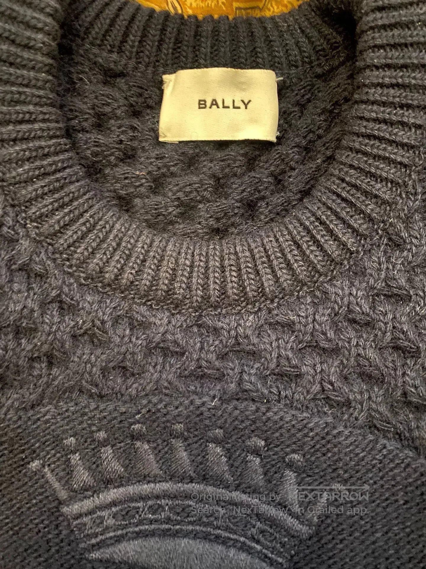 Bally BALLY Dark Blue Cable-Knit Wool Sweater. Size US S / EU 44-46 / 1 - 5 Thumbnail
