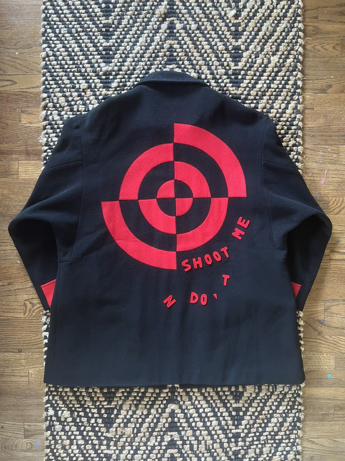 Yohji Yamamoto Yohji Yamamoto AW90 “Bullseye” Patch Red/Black Wool Coat Size US M / EU 48-50 / 2 - 3 Thumbnail