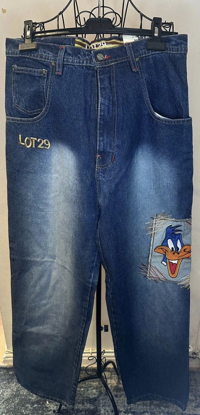 Warner Bros Lot29 Daffy Duck Y2K Jeans 34x33 – Looney Tunes Streetwear Size US 34 / EU 50 - 2 Thumbnail