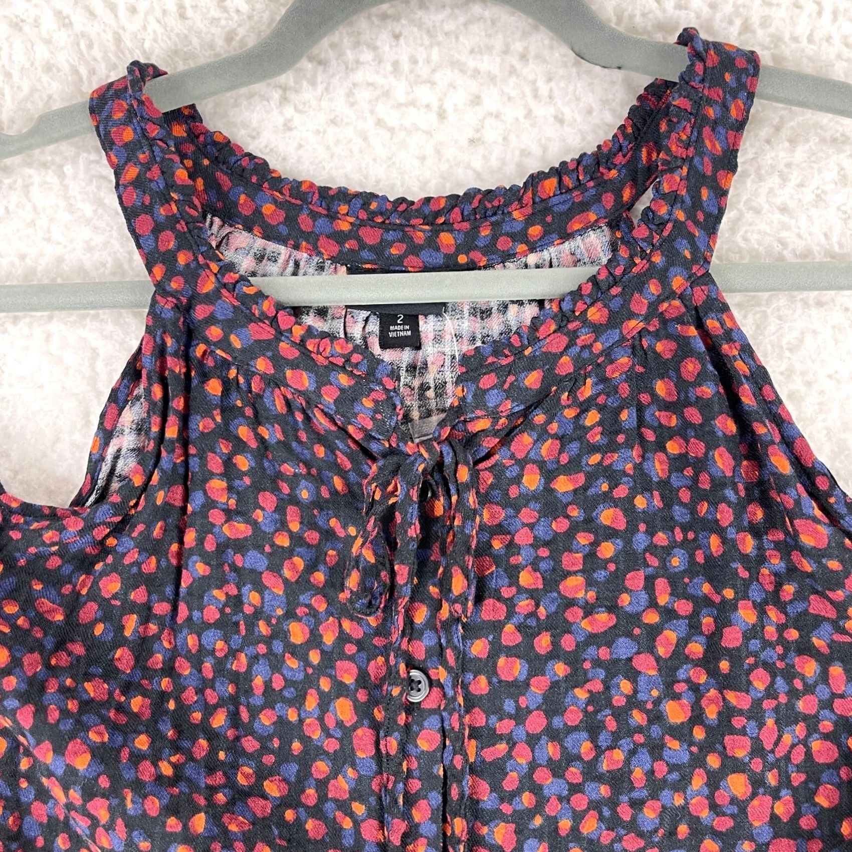 Torrid Torrid Blouse Shirt Womens Plus 2X Black Mini Dot Crinkle Gauze Cold Shoulder Tie-Front Top Size XXL / US 16-18 / IT 52-54 - 7 Thumbnail