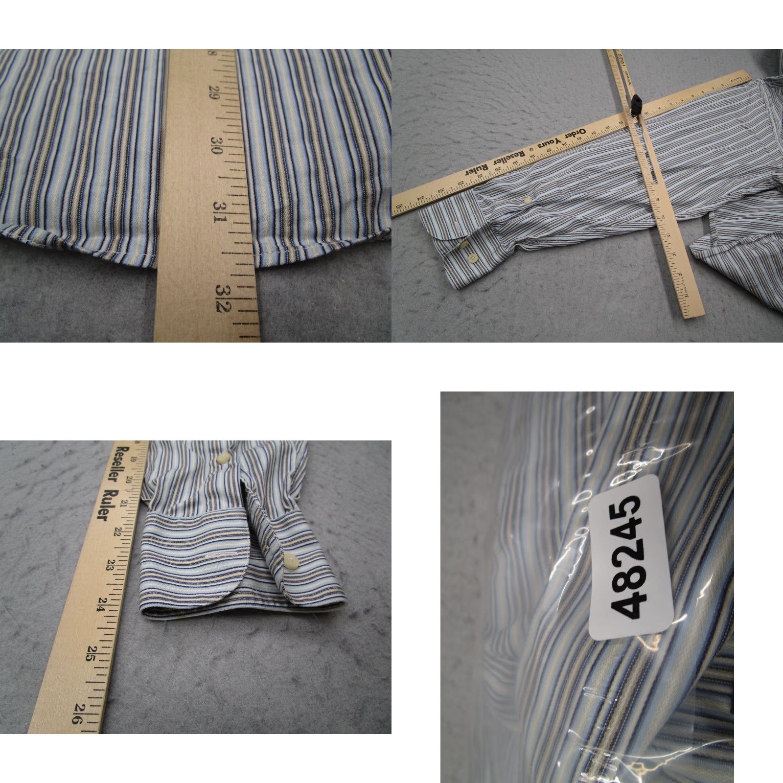 Canali CANALI Dress Shirt Men XL Blue Striped Button Up Textured 100% Cotton Made in Italy Size 46R - 8 Thumbnail
