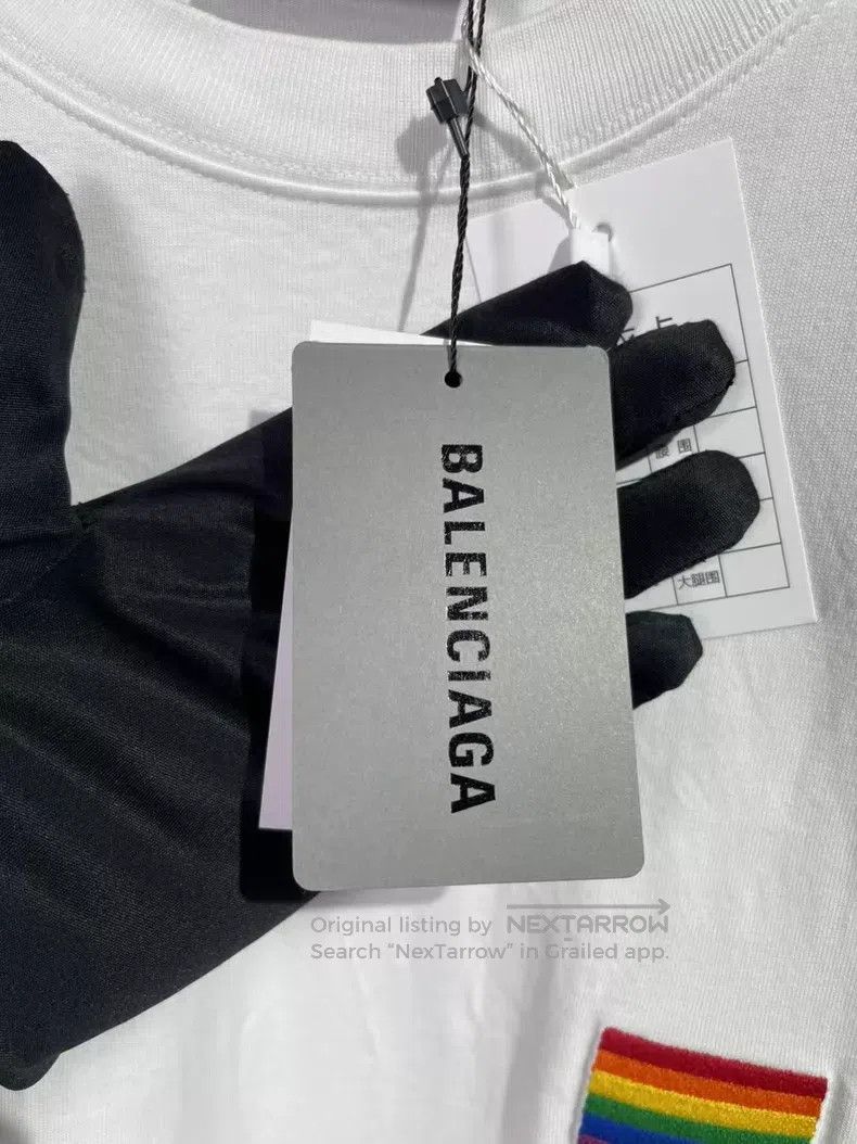 Balenciaga Balenciaga White Rainbow Short Sleeve Size US M / EU 48-50 / 2 - 7 Thumbnail
