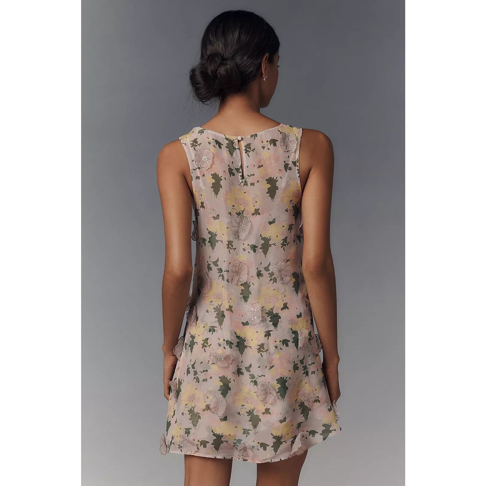 Anthropologie NWT Pinnacle Shruti Sancheti Sheer Pink Floral Mini Dress XL Size XL / US 12-14 / IT 48-50 - 4 Thumbnail