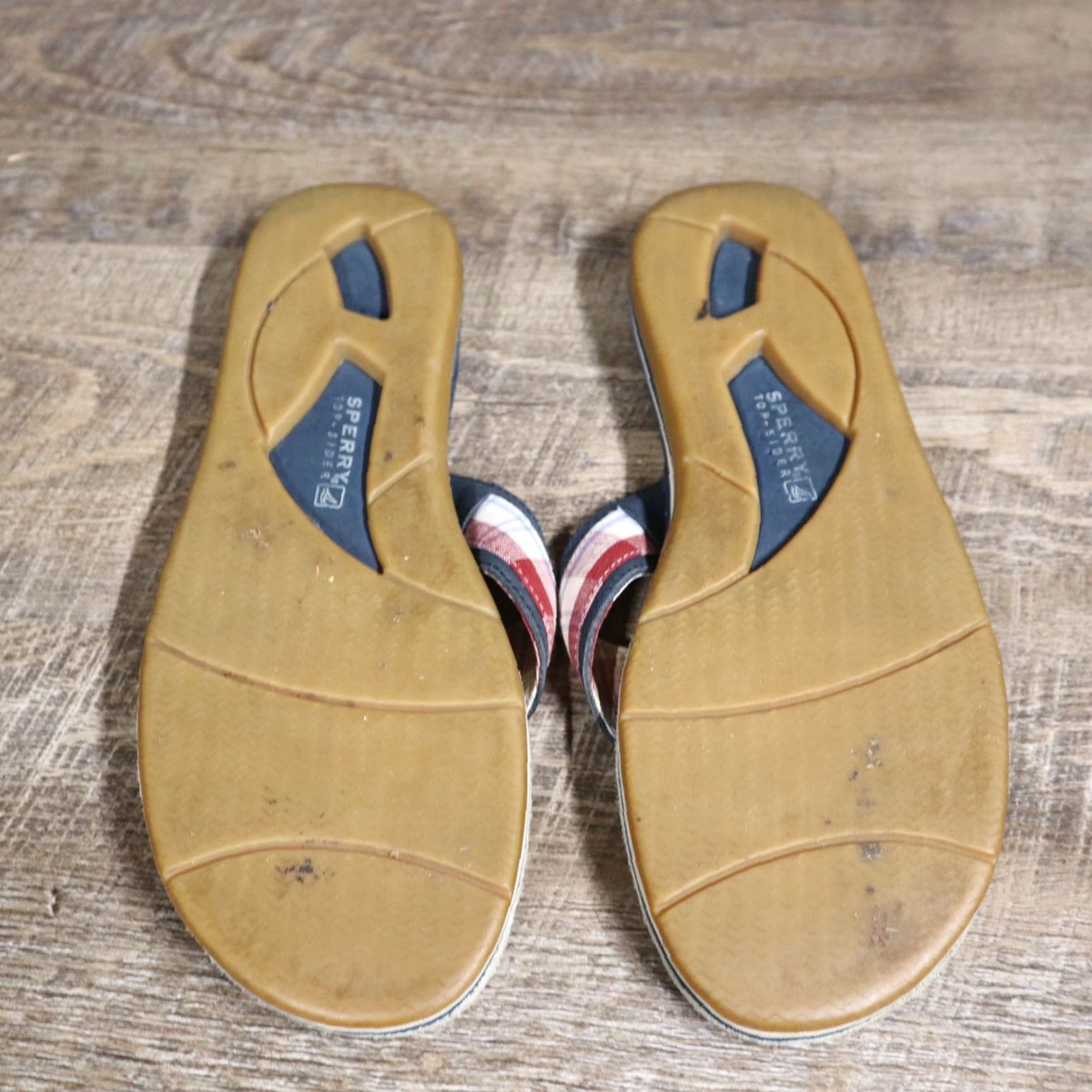 Sperry Sperry Top-Sider Flip Flops Tan Leather Stripes Thong Sandal Women's US 10 Tan Leather Striped Flip Flop Casual Shoes Size US 10 / IT 40 - 4 Thumbnail
