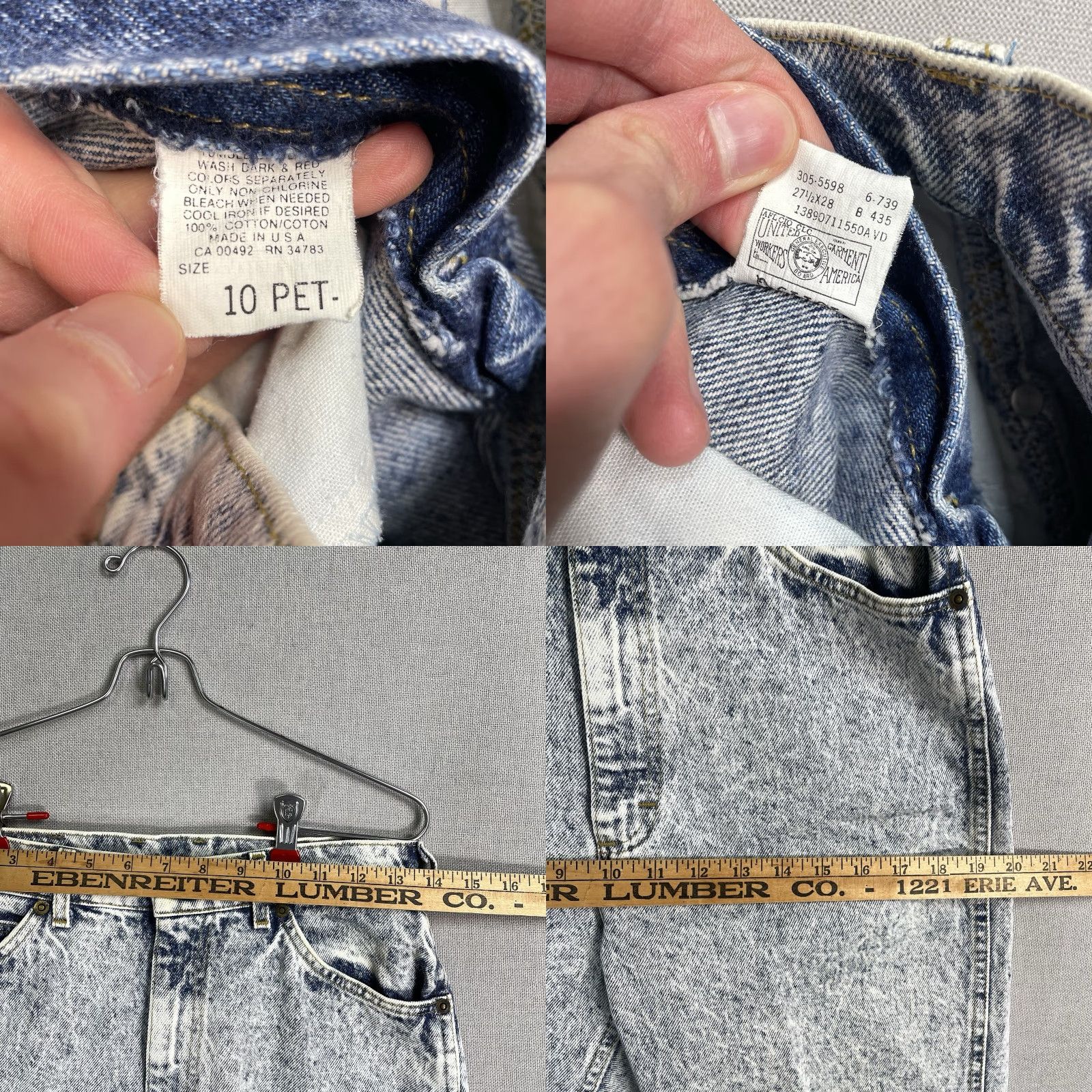 Lee VINTAGE Lee Jeans Womens 10P Petite 27x27 Acid Wash Tapered USA Blue 80s 90s Mens Size 32" / US 10 / IT 46 - 9 Thumbnail