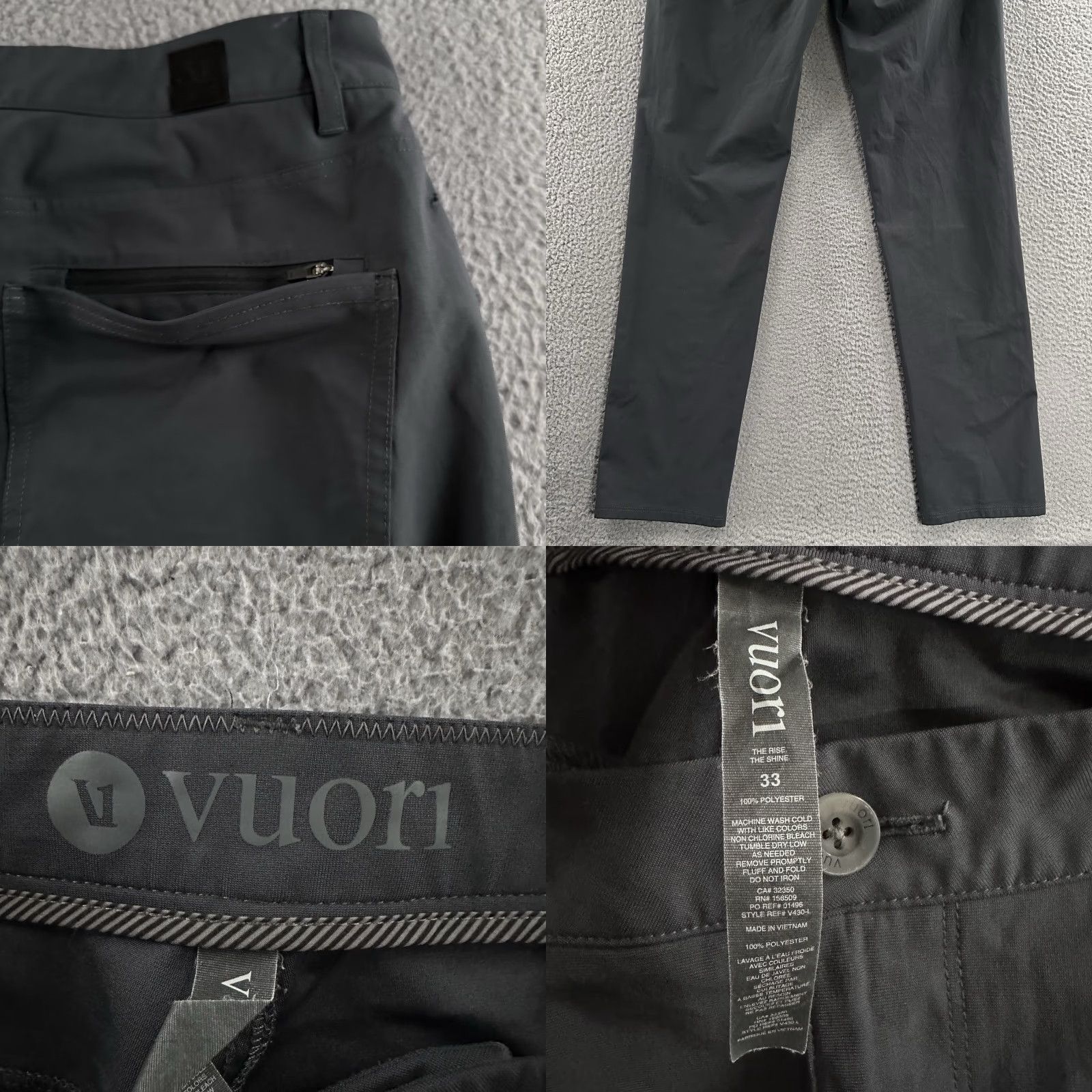 Vuori Vuori Mens Pants Blue Size 33 Meta Chino 100% Polyester Size US 33 - 10 Thumbnail