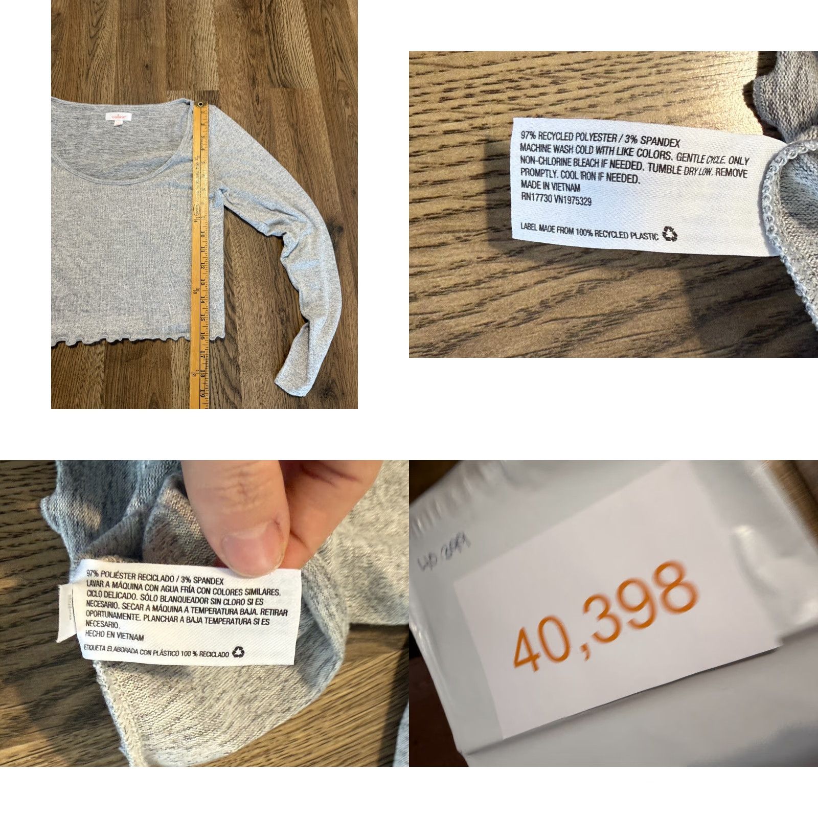 Vintage Colsie Shirt Womens Small Gray Long Sleeve Crop To Scoop Neck T-Shirt Casual Cropped Modern Fall Spring Summer Vintage: No Size S / US 4 / IT 40 - 8 Thumbnail