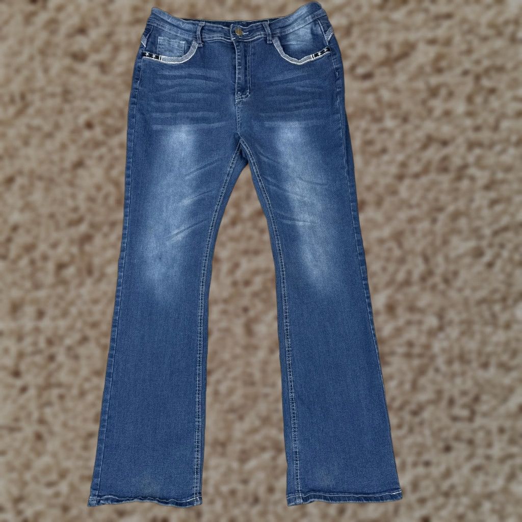 Denime Stretch Denim Jeans Women XL Blue Bootcut Mid Rise Casual Stretchy Comfort 30x29 Size 30" / US 8 / IT 44 - 1 Thumbnail